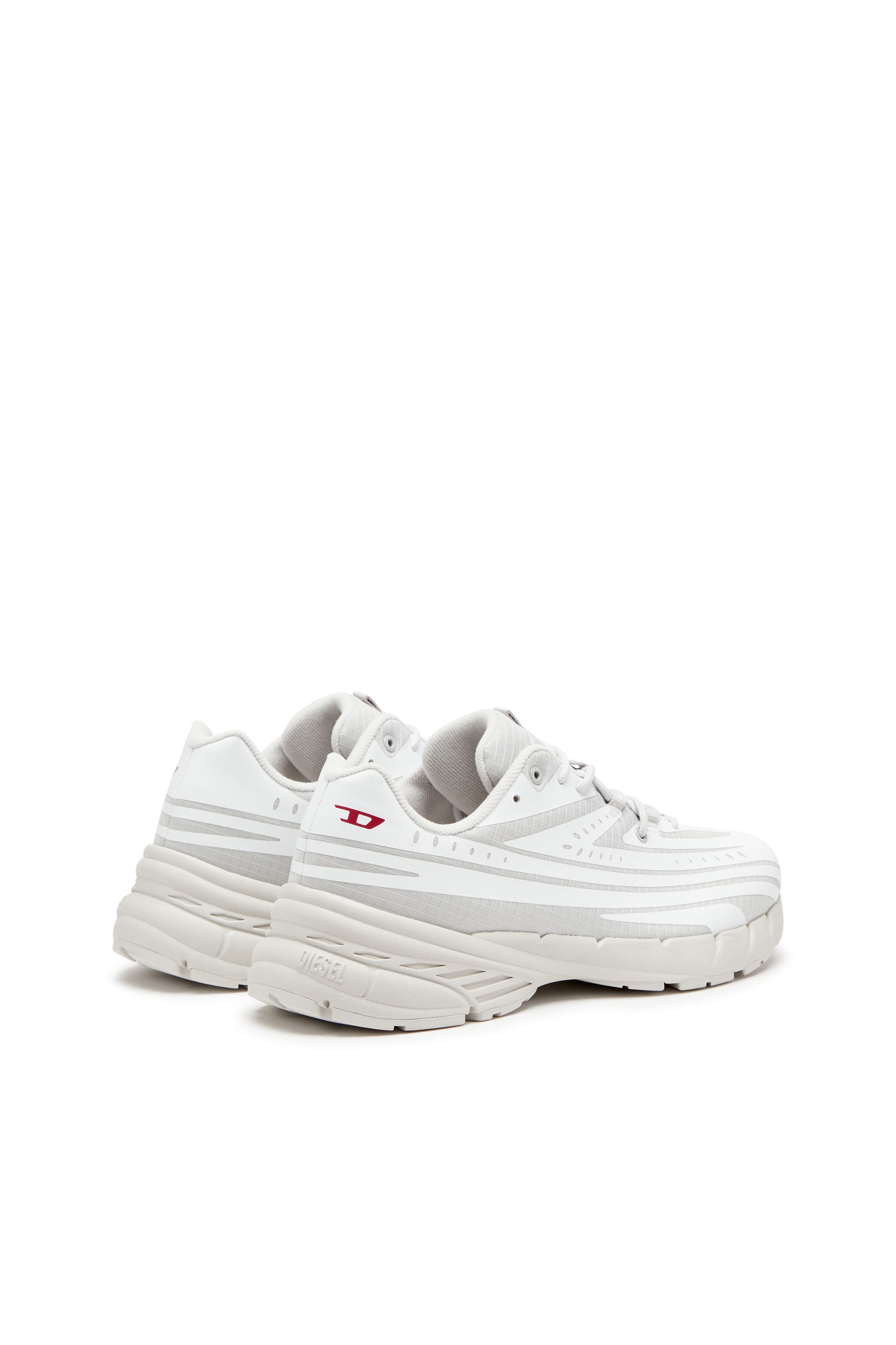 Diesel - D-AIRSPEED LOW W, Female's D-Airspeed Low-Striped sneakers in coated ripstop in ホワイト/グレー - 3