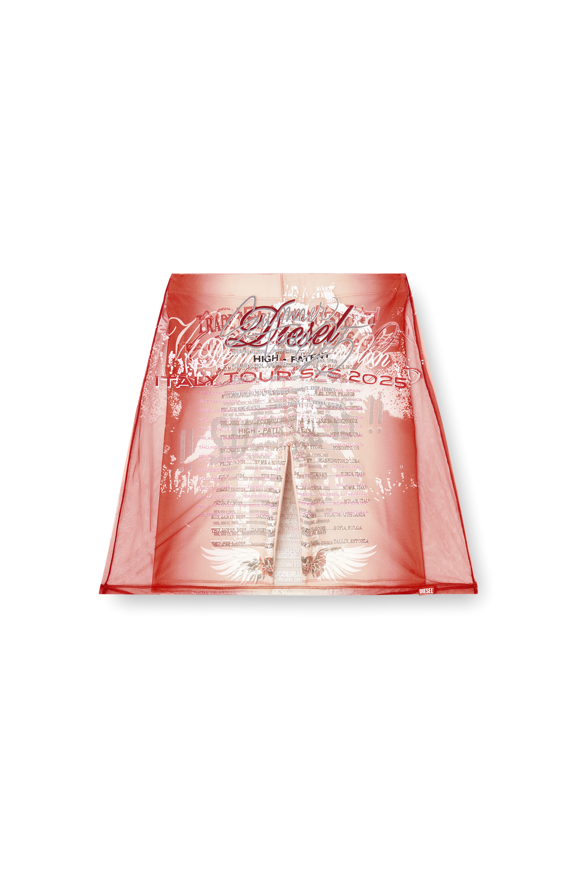O-LYMPIAC, ピンク / ホワイト Diesel - O-LYMPIAC, Female's Layered skirt with lyrics print in ピンク / ホワイト - 2