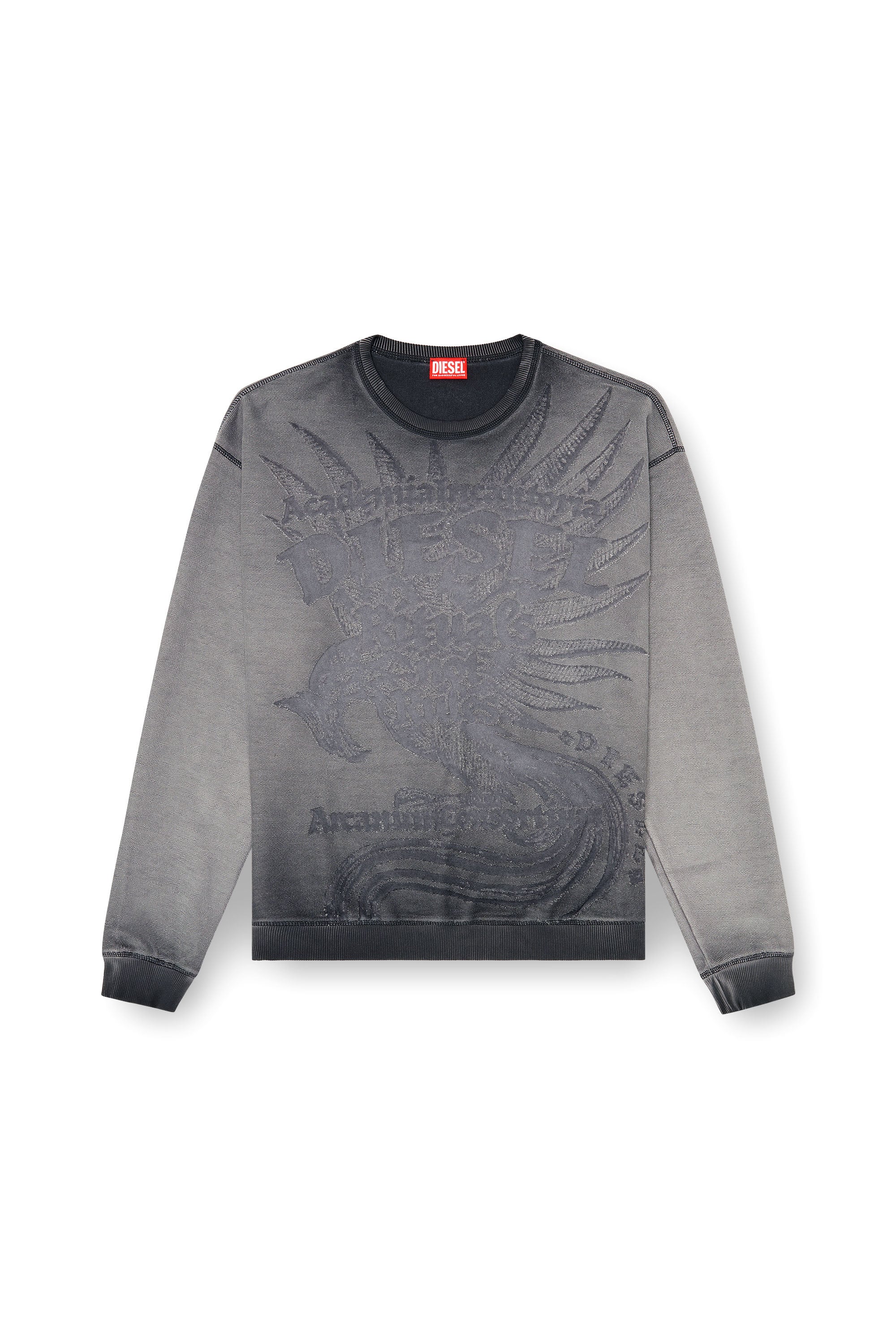 Diesel - S-ARON-RAW, Male's プルオーバースウェット in ダークグレー - 3