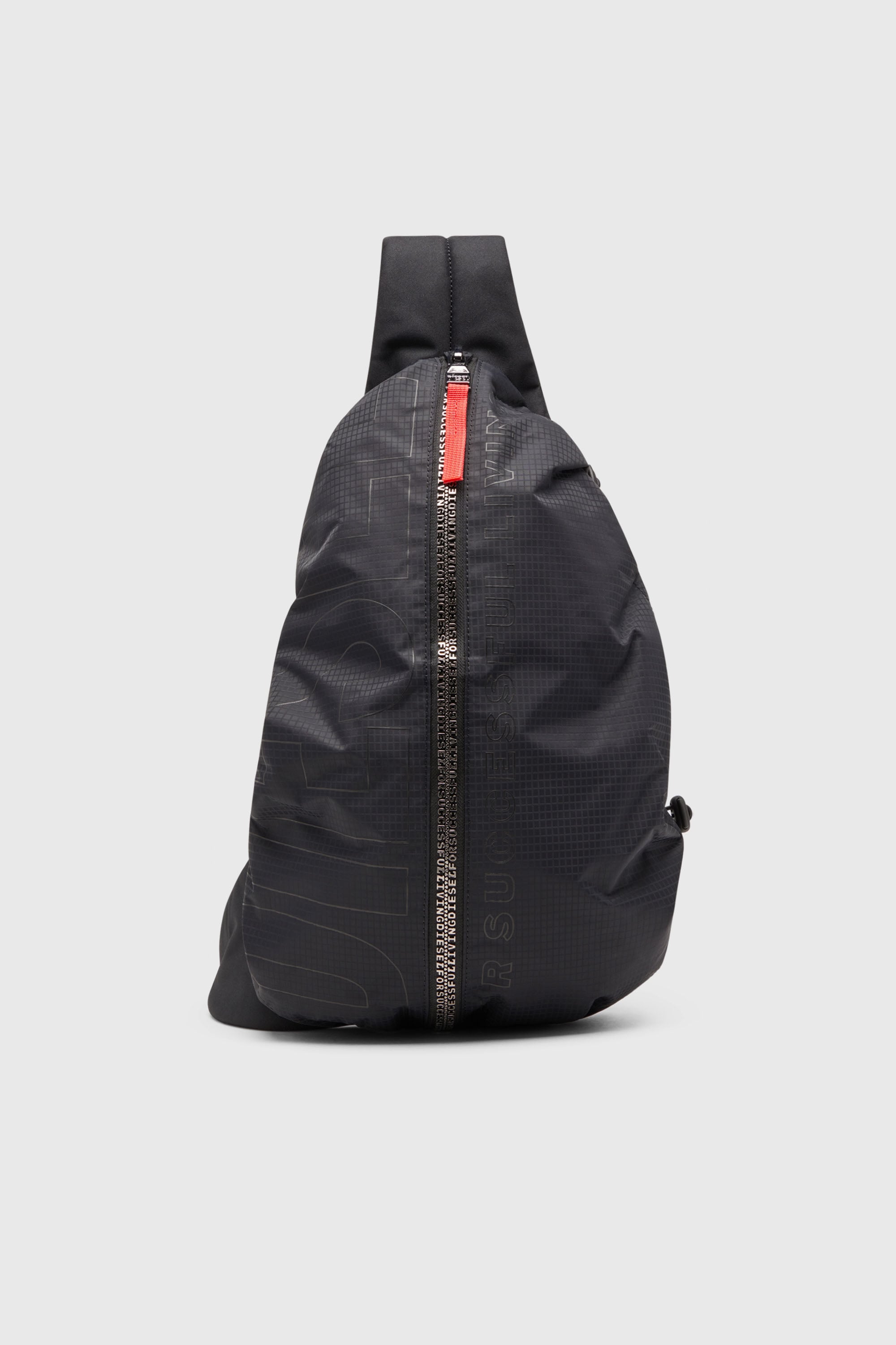 Diesel - ZIP-D SLING BAG X, Male's Zip-D-Sling backpack in check-jacquard shell in ブラック - 1