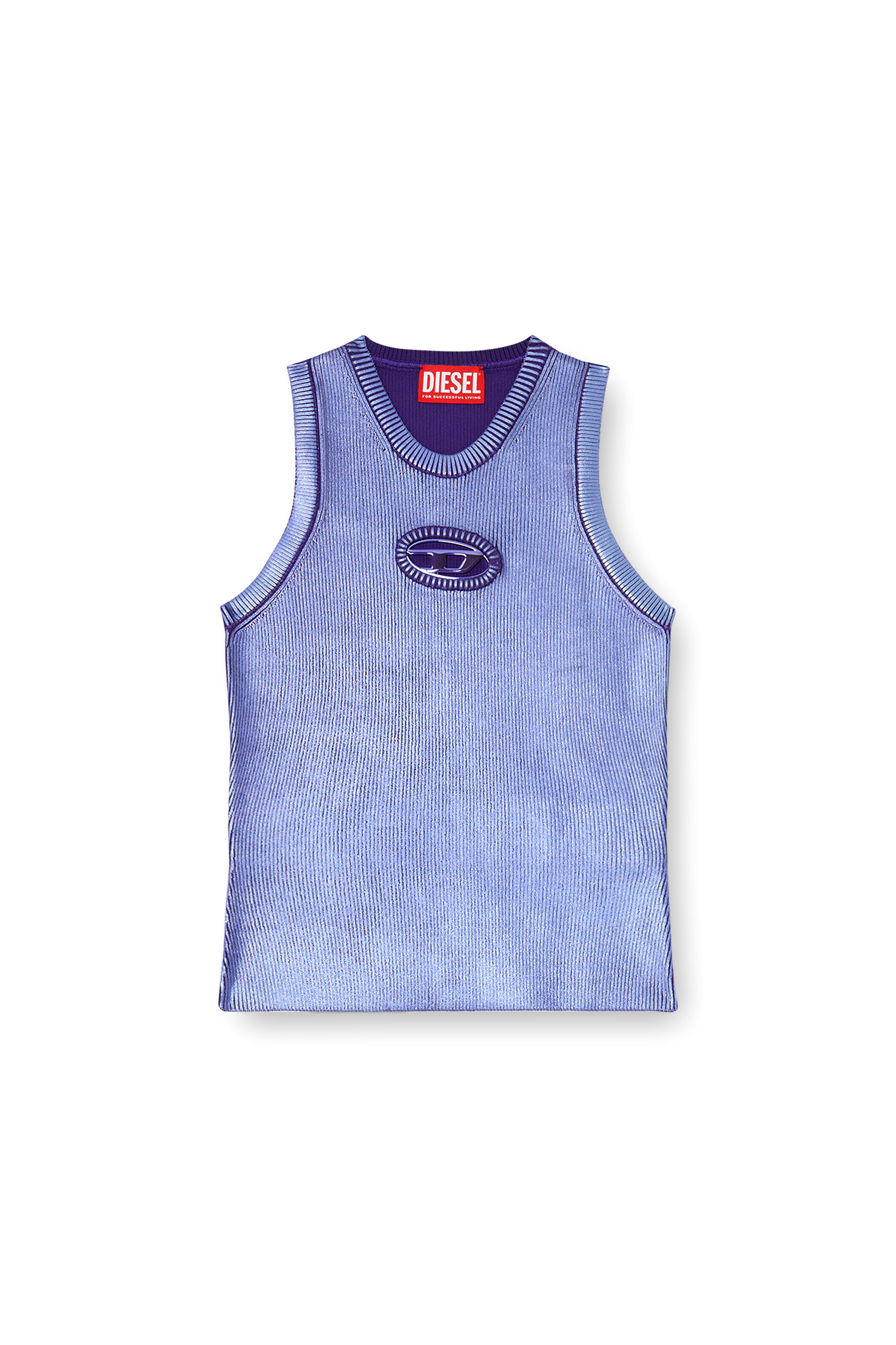 Diesel - M-CADDIX-TOP-M, Female's Tank top in metallic ribbed knit in バイオレット - 3