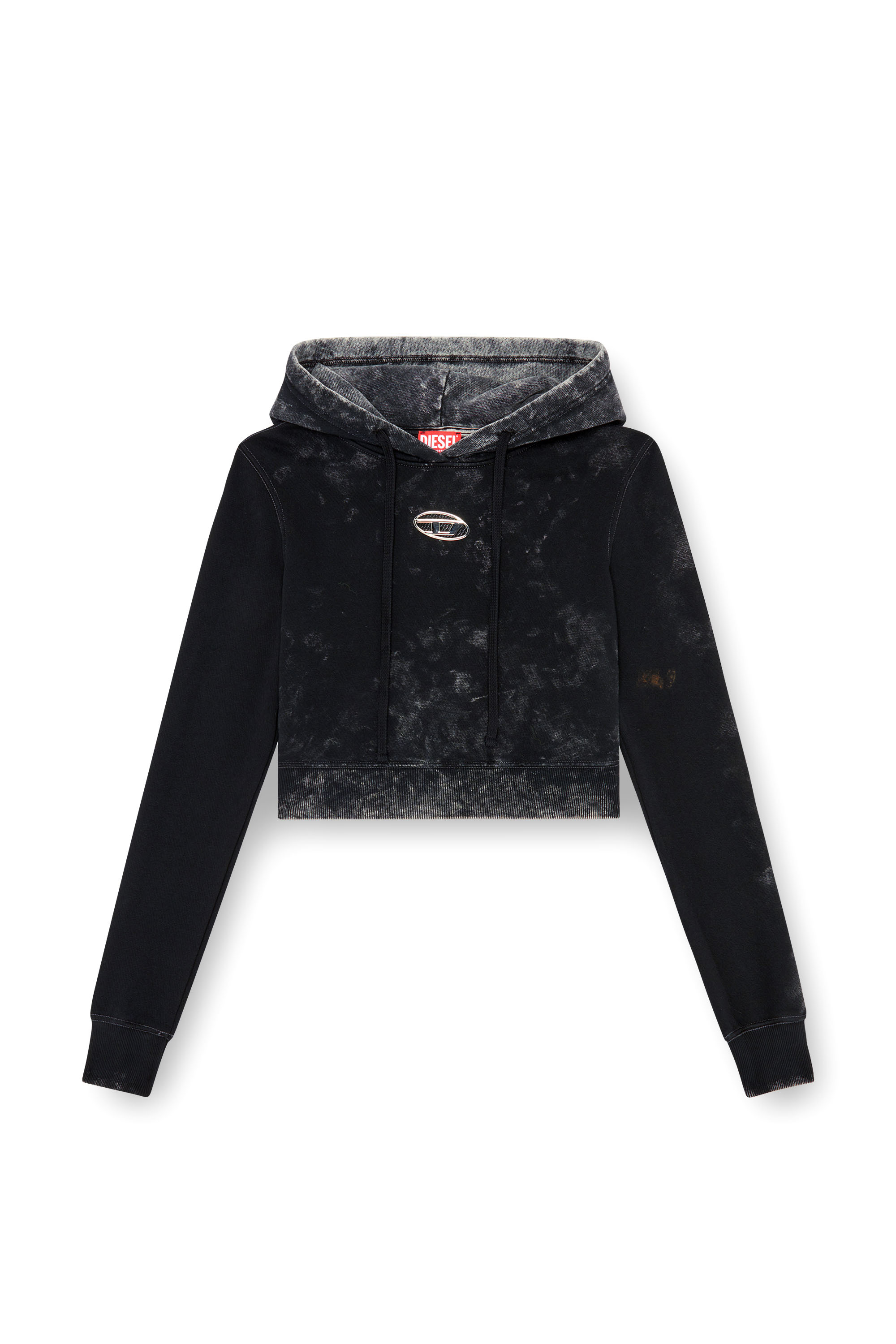 Diesel - F-SLIMMY-HOOD-P5, Female's Faded cut-out hoodie with metal logo in ブラック - 2