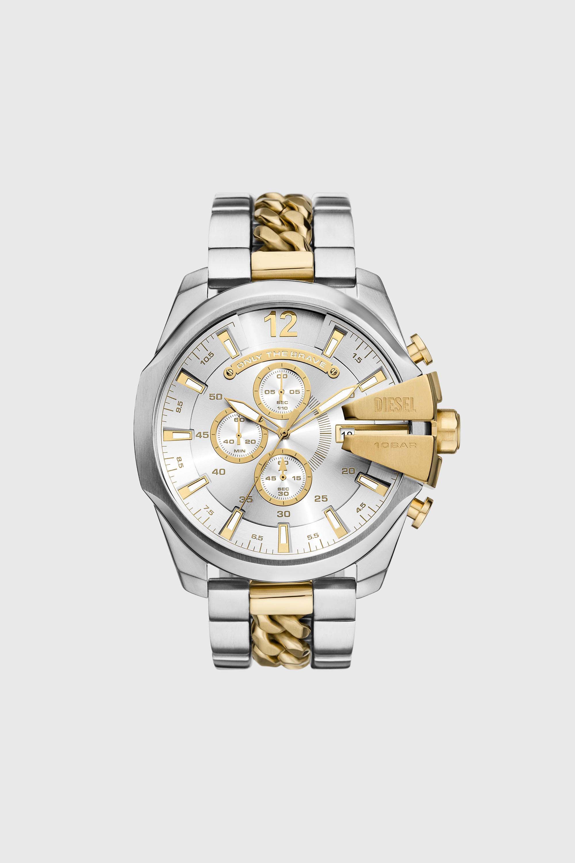 Diesel - DZ4672 WATCH, Male's Mega Chief Two-Tone Stainless Steel Watch in シルバー/ゴールド - 1