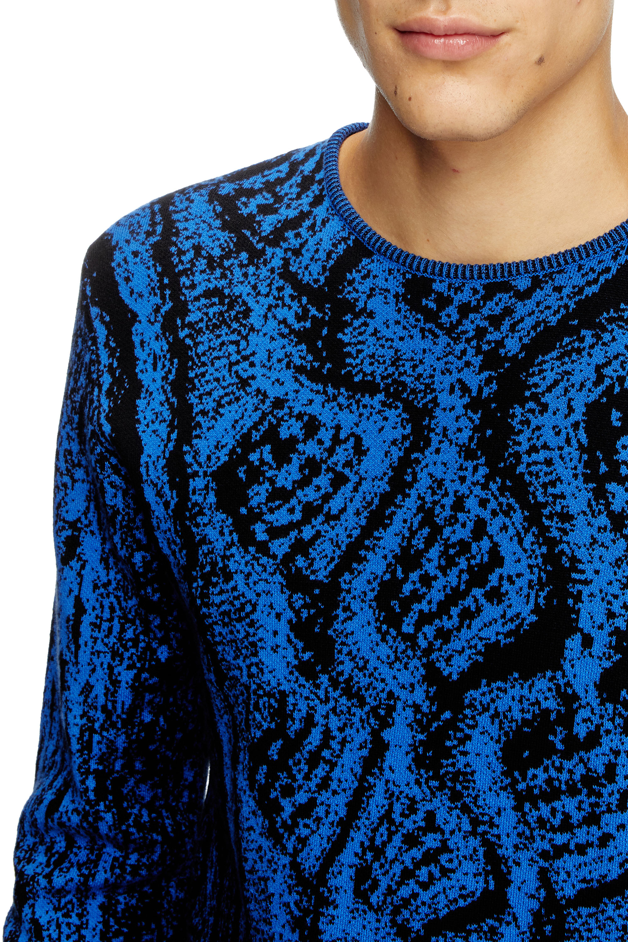 Diesel - K-MASTICE, Male's Cotton jumper with trompe l'oeil effect in アジュール - 6