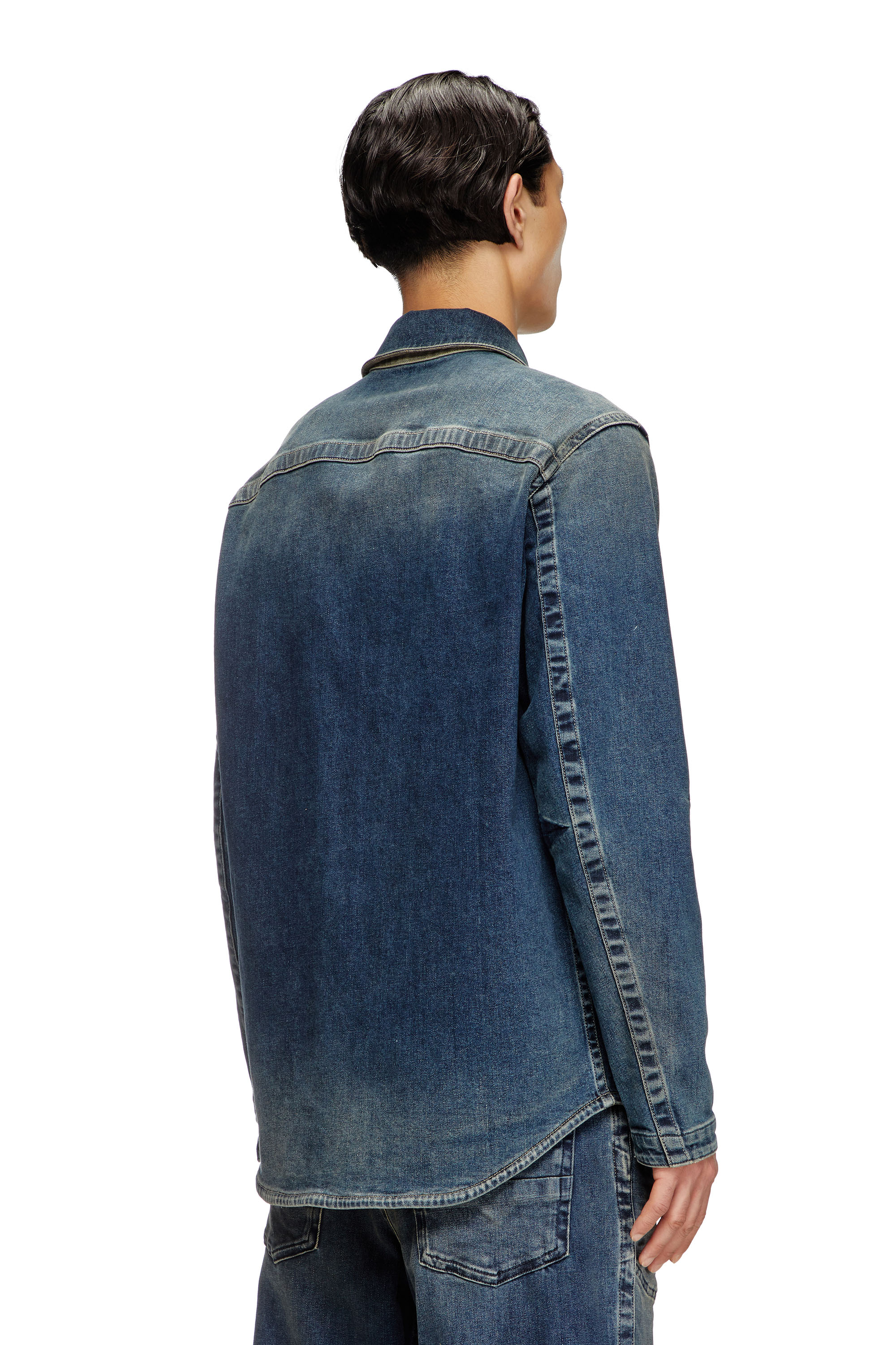 Diesel - D-SIMPLY-RE, Male's Zipped shirt in Rehab denim in ダークブルー - 5