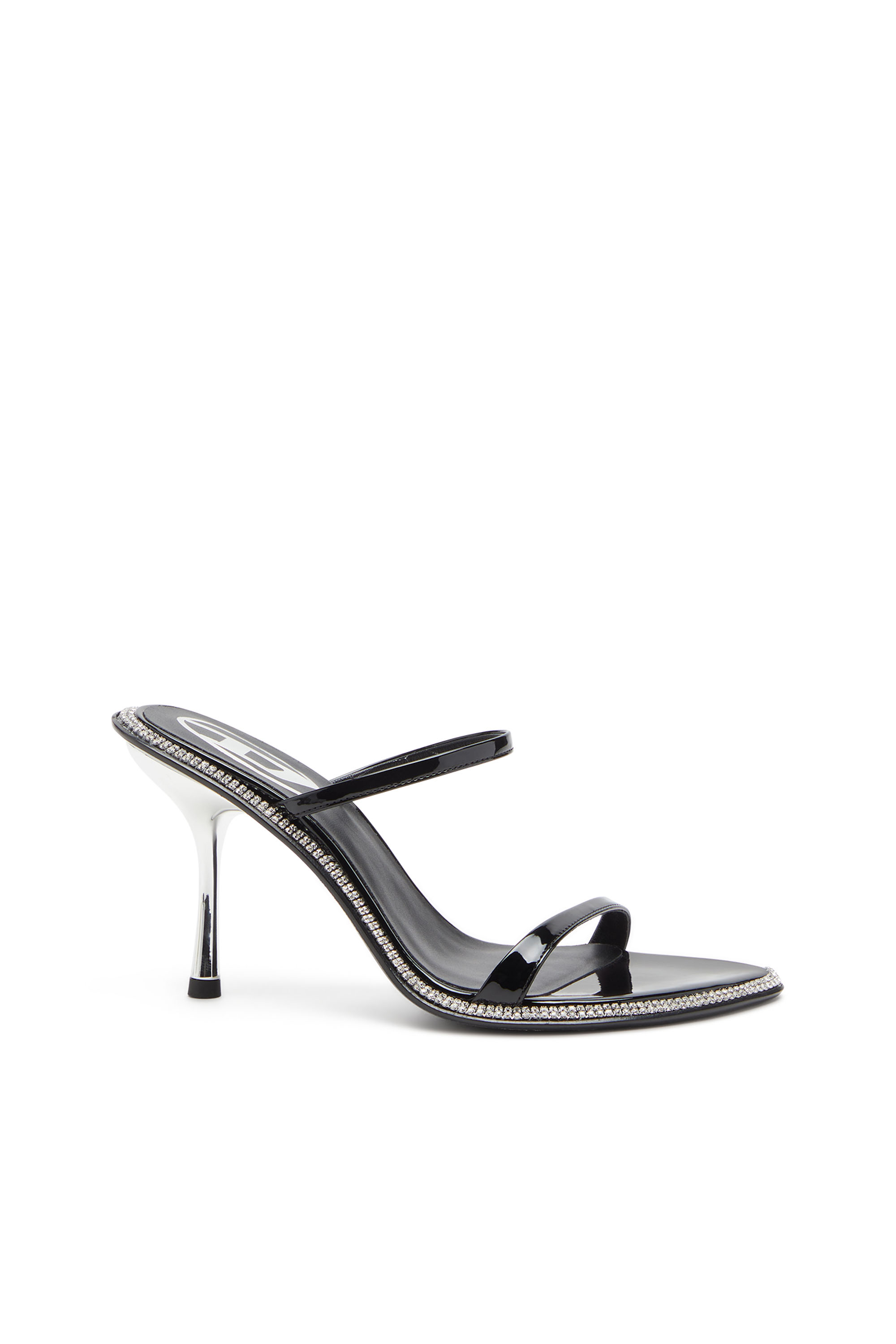 Diesel - D-HAVANNA SDL, Female's D-Havanna-Strappy patent mules with crystals in ブラック - 1