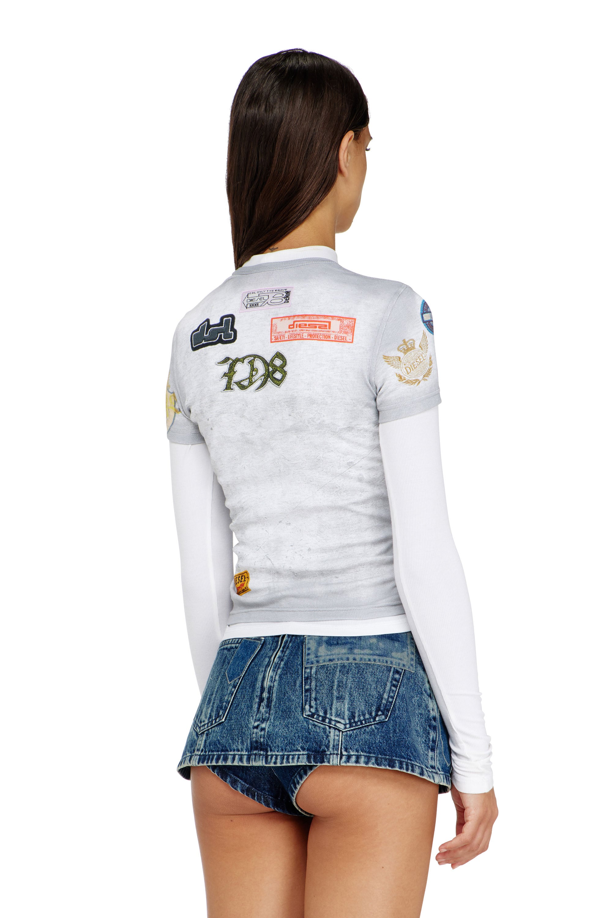 Diesel - T-ELE-LONG-AA2, Female's 半袖トップ in ホワイト - 3