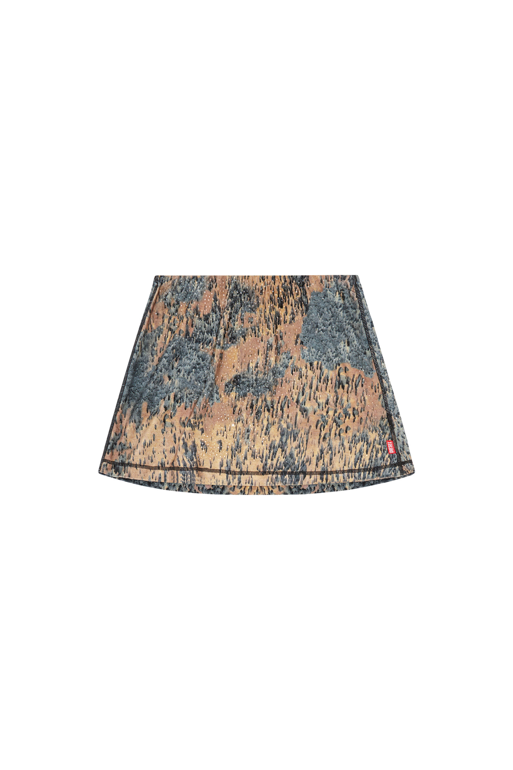 Diesel - O-KORY, Female's Abstract-print mini skirt with crystals in ベージュ/グレー - 2