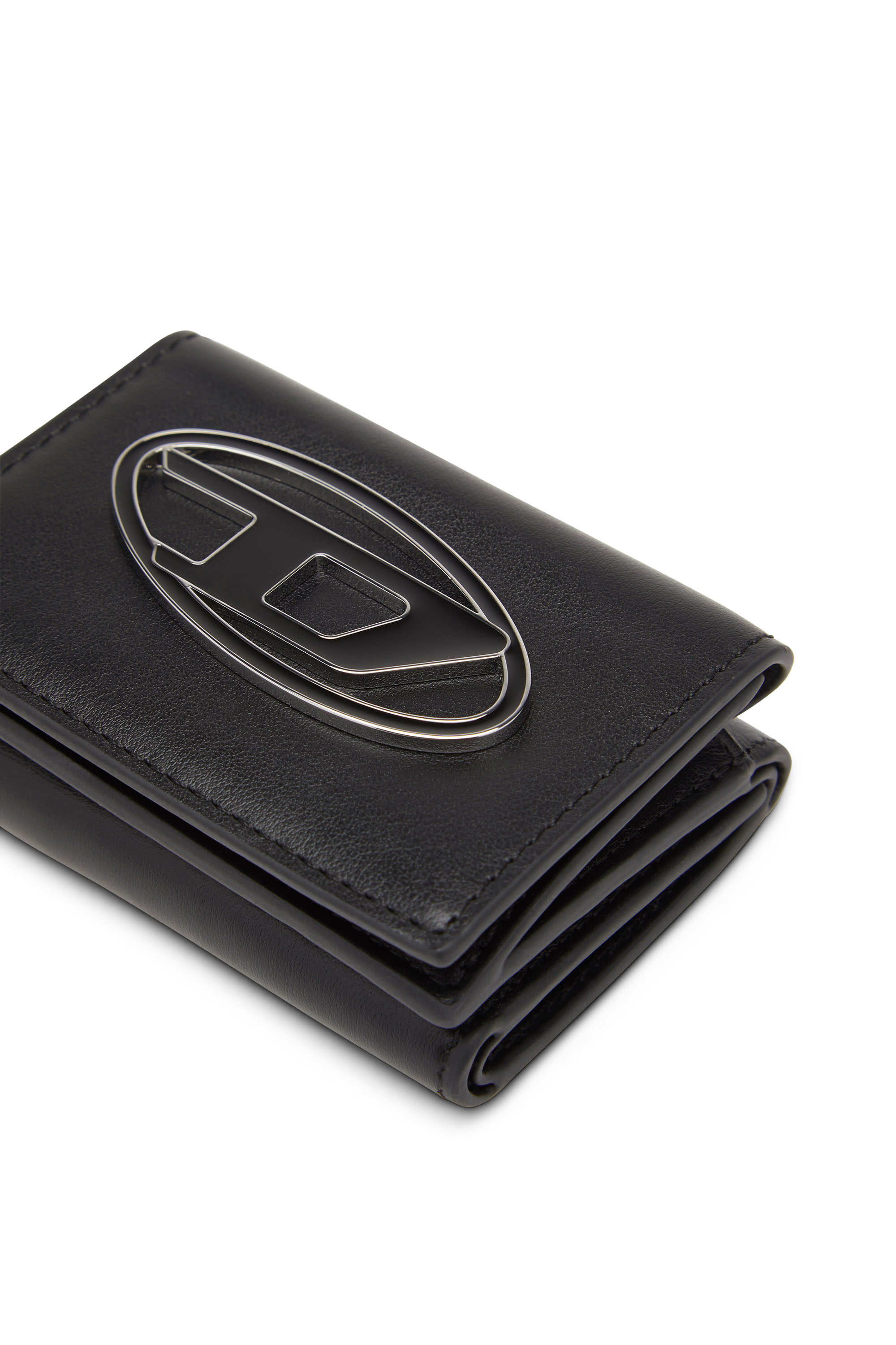 Diesel - LORETTINA, Female's カウレザー三つ折りウォレット in ブラック - 4