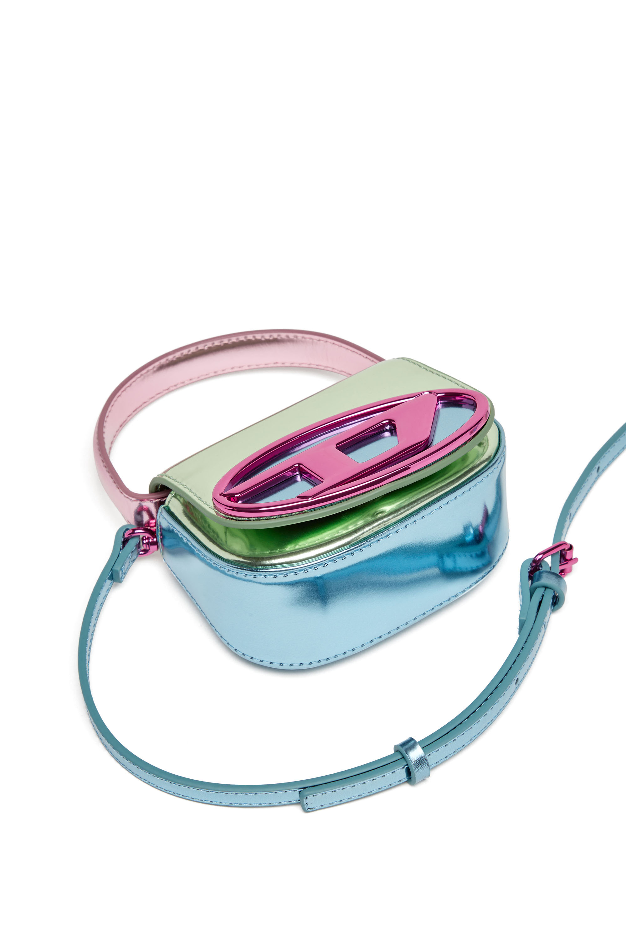 Diesel - 1DR XS, Female's 1DR XS-Iconic mini bag in mirror leather in グリーン/ピンク - 5