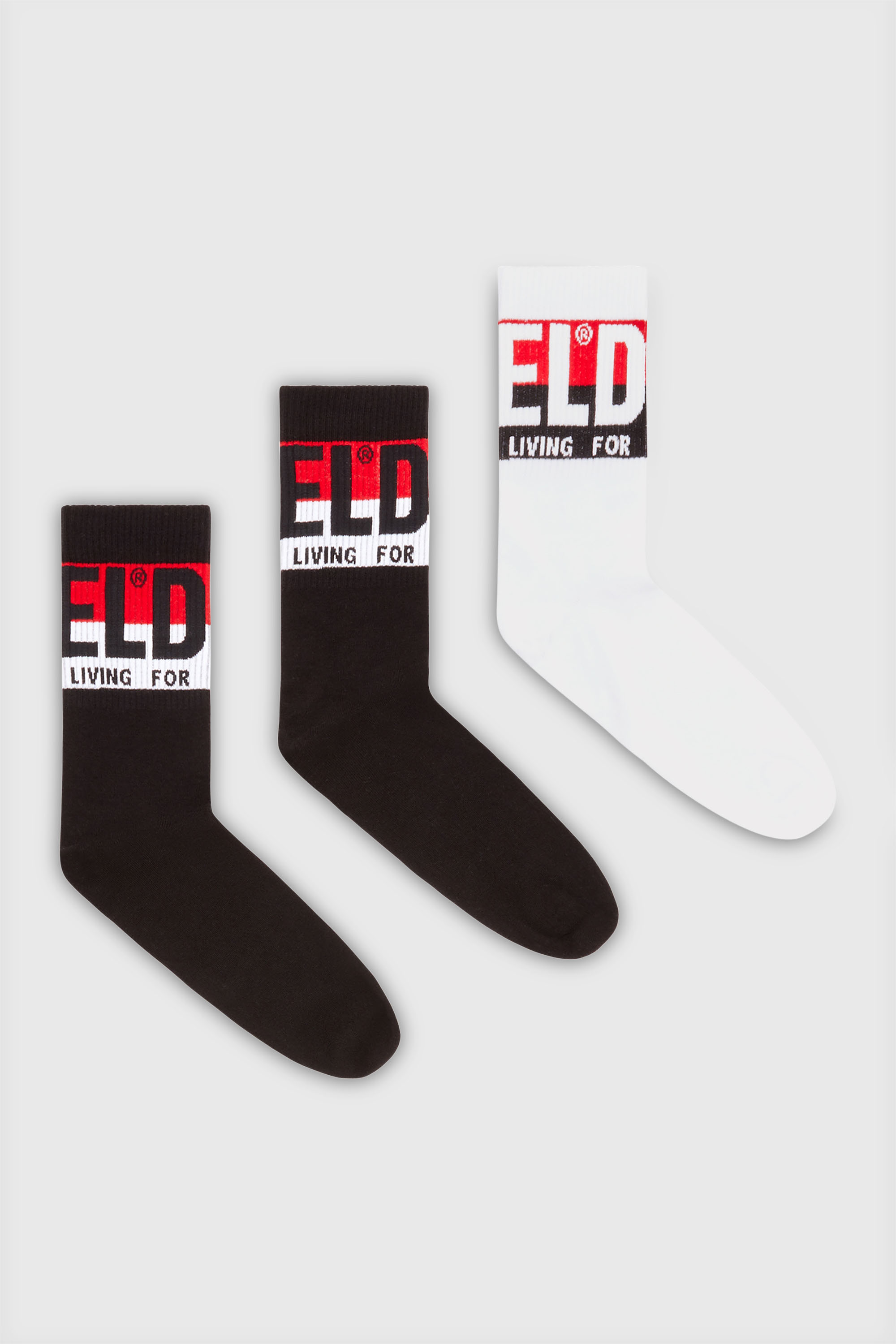 Diesel - SKM-RAY-THREEPACK, Male's ソックス 3枚パック in ブラック/ホワイト - 1