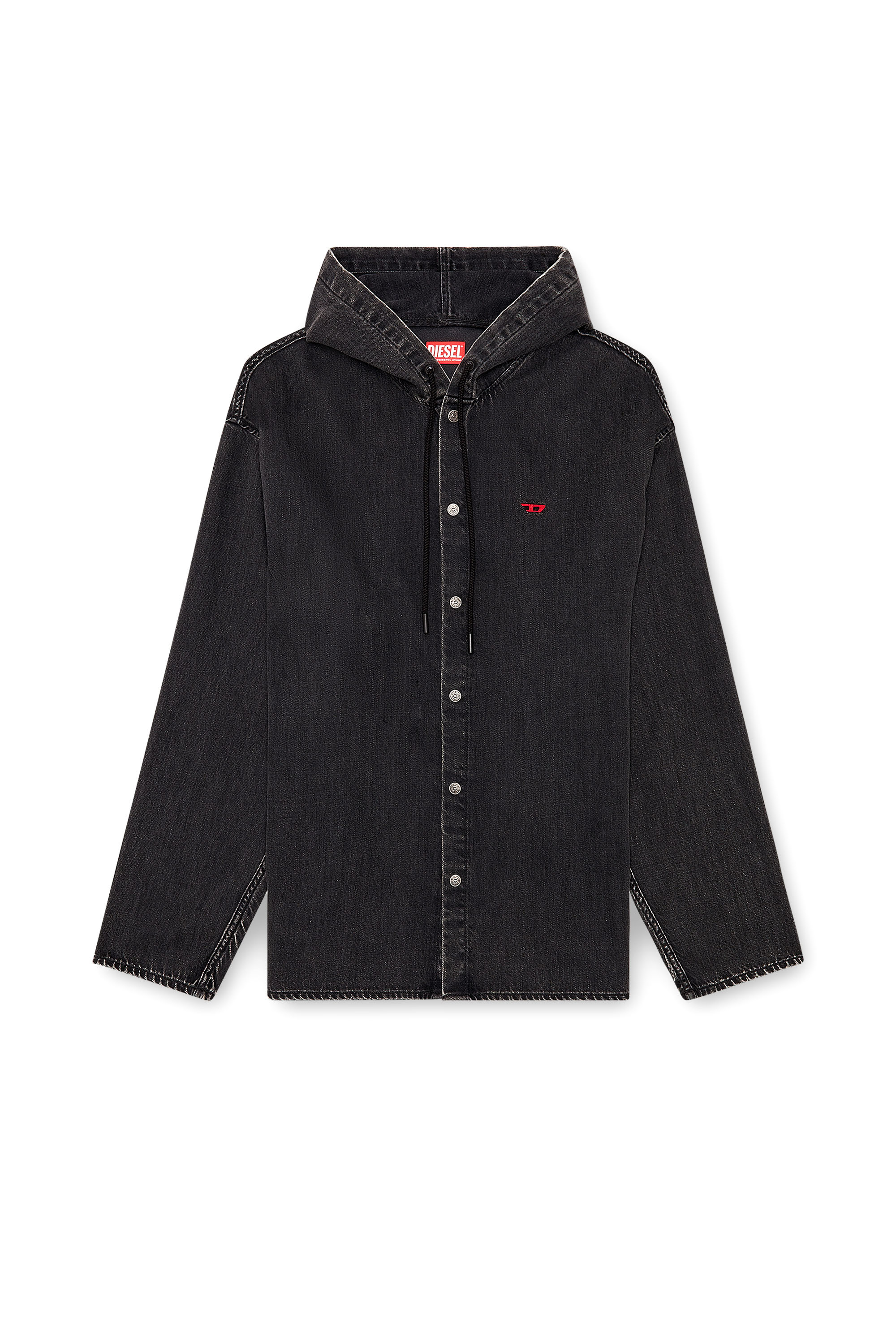 Diesel - D-DEWNY-HOOD, Male's Hybrid shirt in Tencel denim in ブラック - 3
