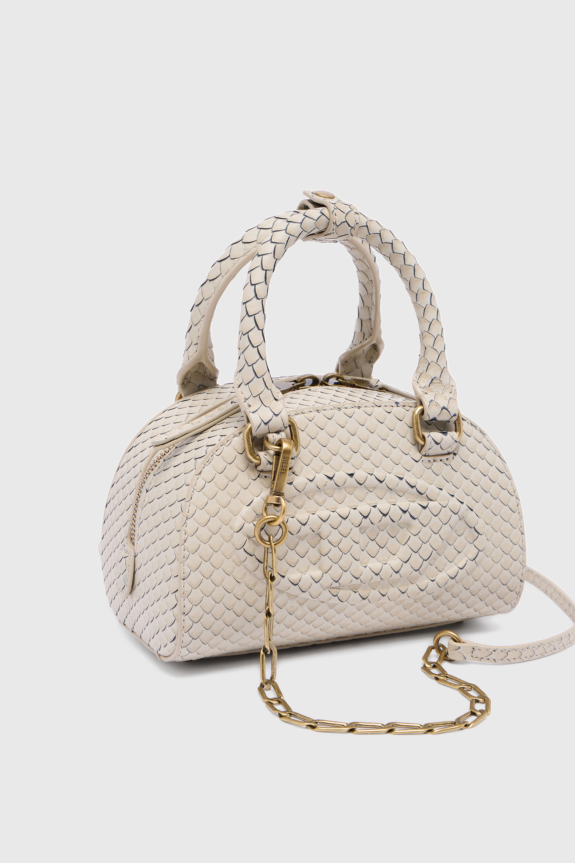 Diesel - 1DR DOME CROSSBODY, Female's 1DR Dome-Small bowling bag in snake-effect leather in ベージュ - 6