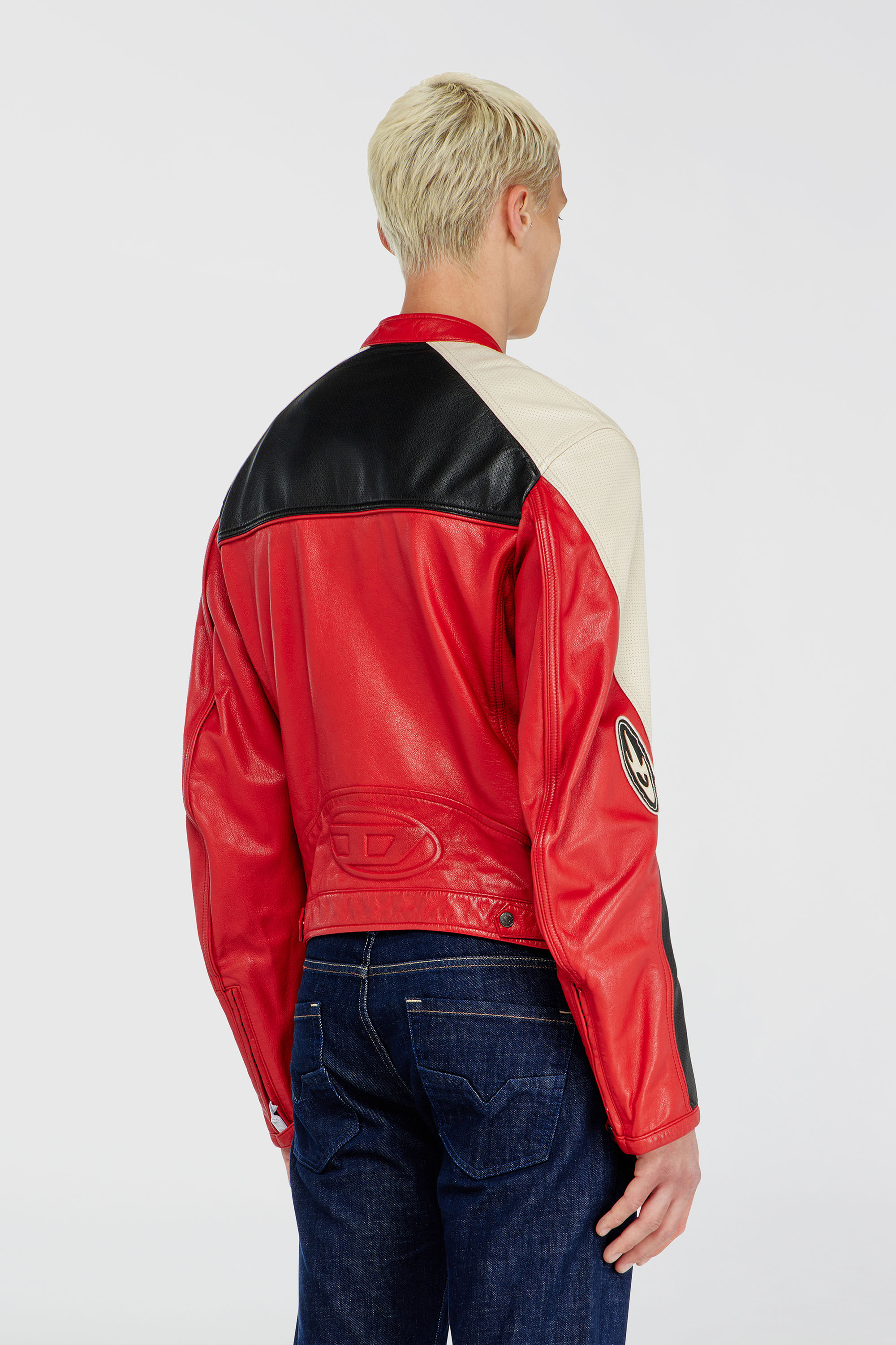 Diesel - L-AHTI, Male's レザージャケット in ベージュ/レッド - 5