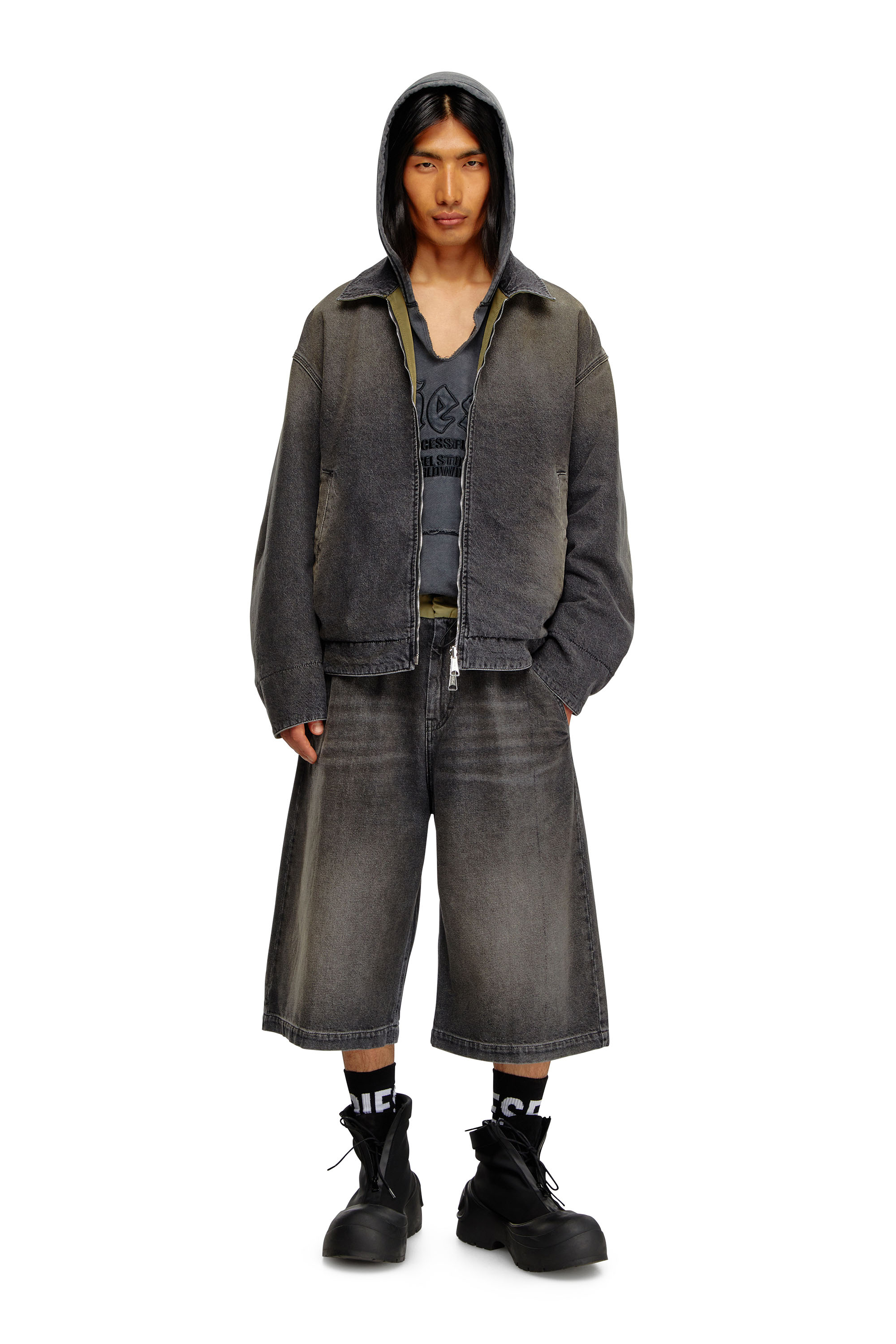 Diesel - D-STACK-S, Male's Reversible jacket in denim and nylon in ブラック - 2