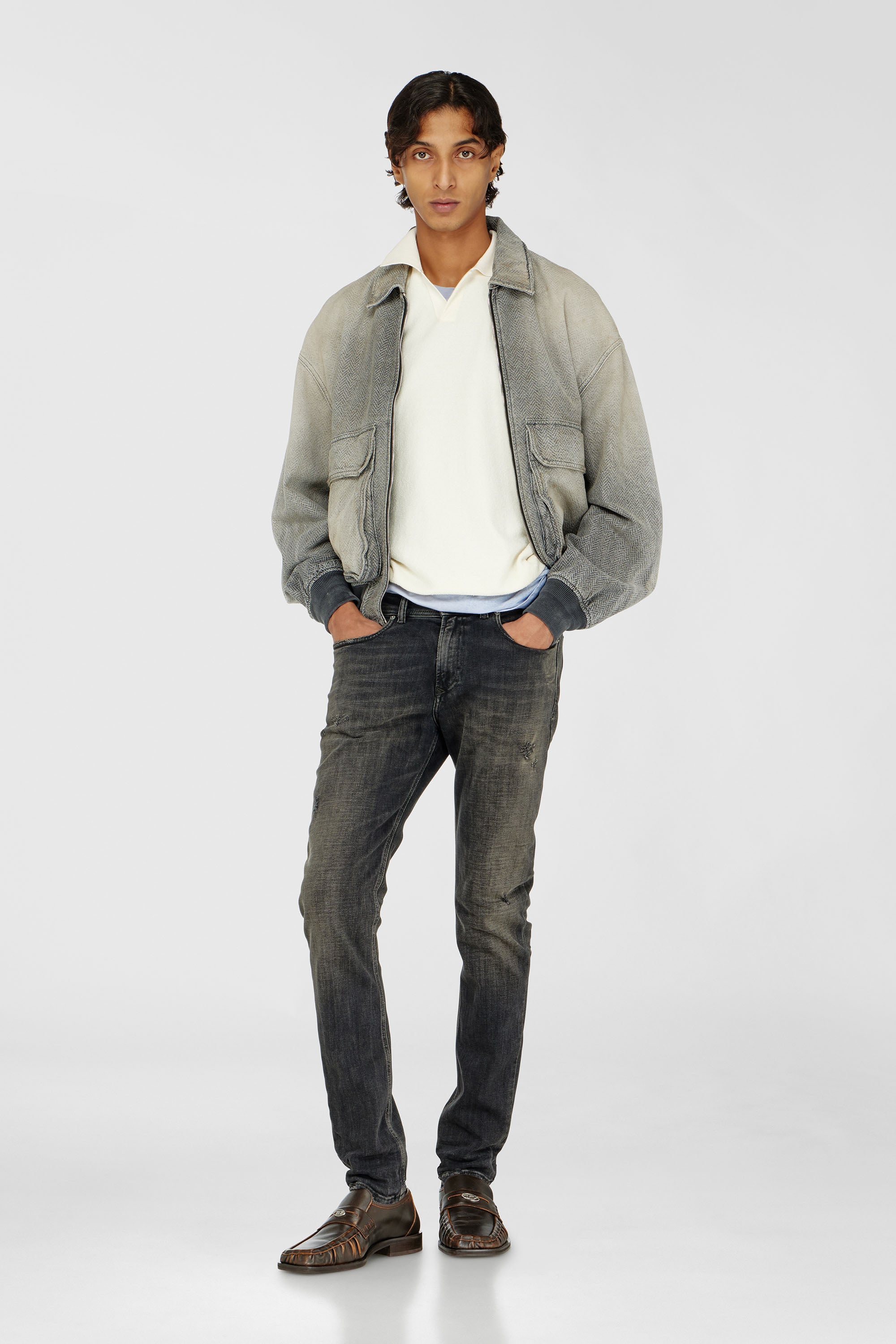 Diesel - Male's Skinny Jeans 1979 Sleenker 09P77, ブラック/ダークグレー - 1