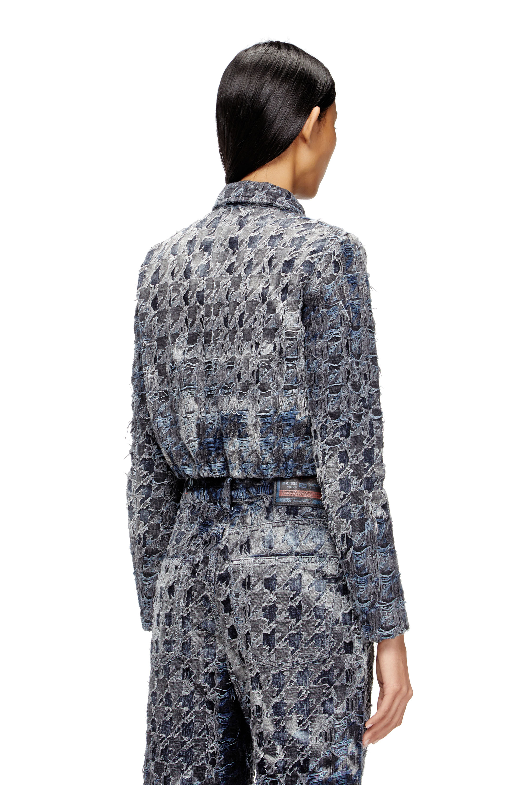 Diesel - DE-URSY-FSH, Female's Jacket in houndstooth tie-dye denim in グレー/ブルー - 4