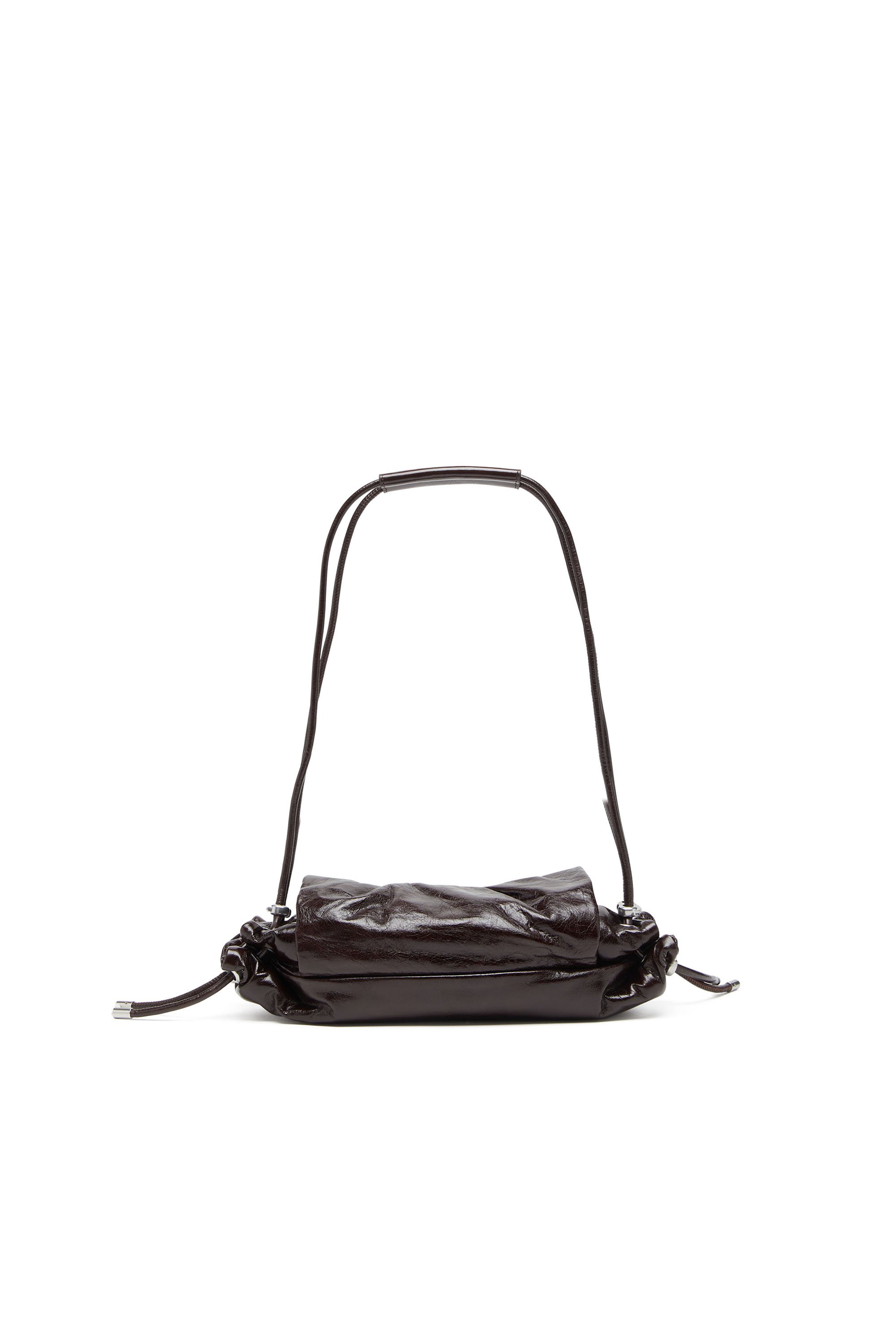 Diesel - SCRUNCH-D SHOULDER S, Female's Scrunch-D S-Shoulder bag in scrunched leather in ダークブラウン - 3