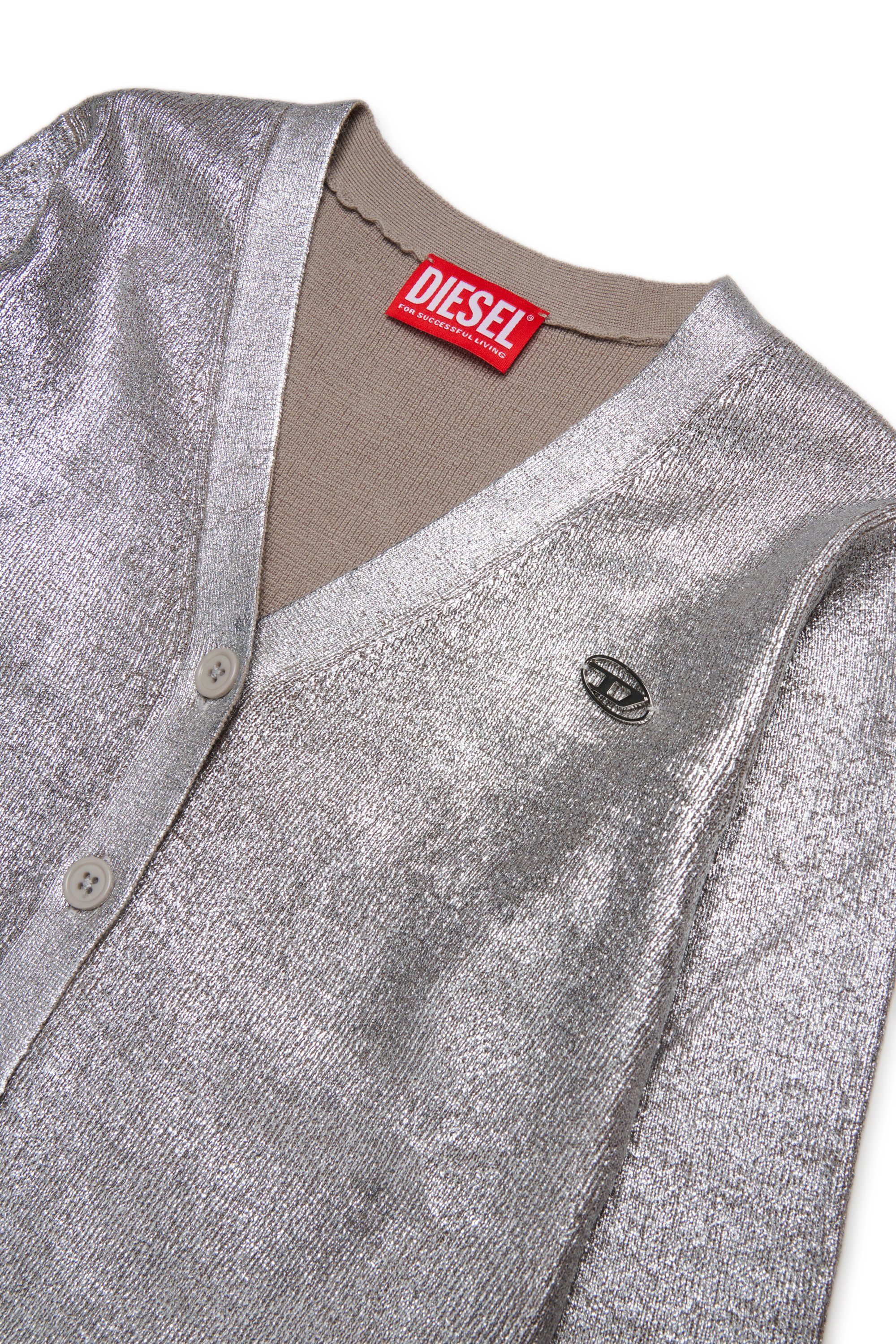 Diesel - KMISOTTA, Female's V-neck wool blend cardigan in シルバー - 3