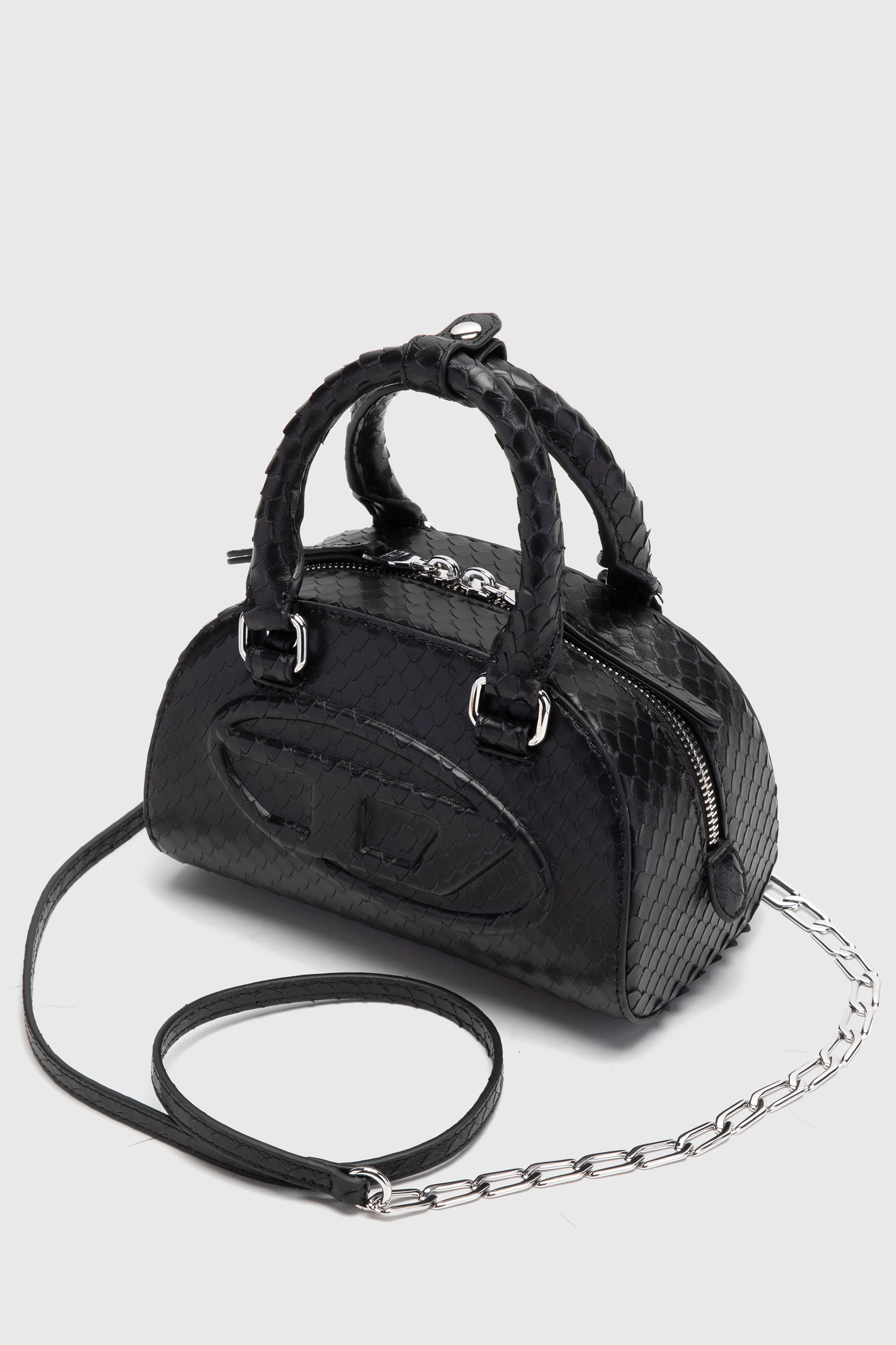 Diesel - 1DR DOME CROSSBODY, Female's 1DR Dome-Small bowling bag in snake-effect leather in ブラック - 5