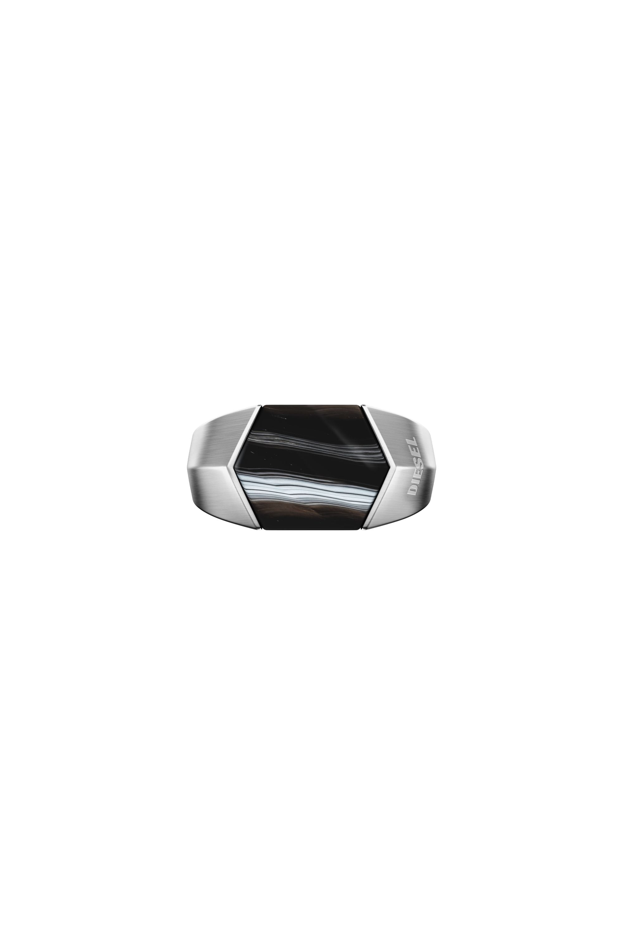 Diesel - DX1711040, Unisex's Black Agate Signet Ring in シルバー/ブラック - 3