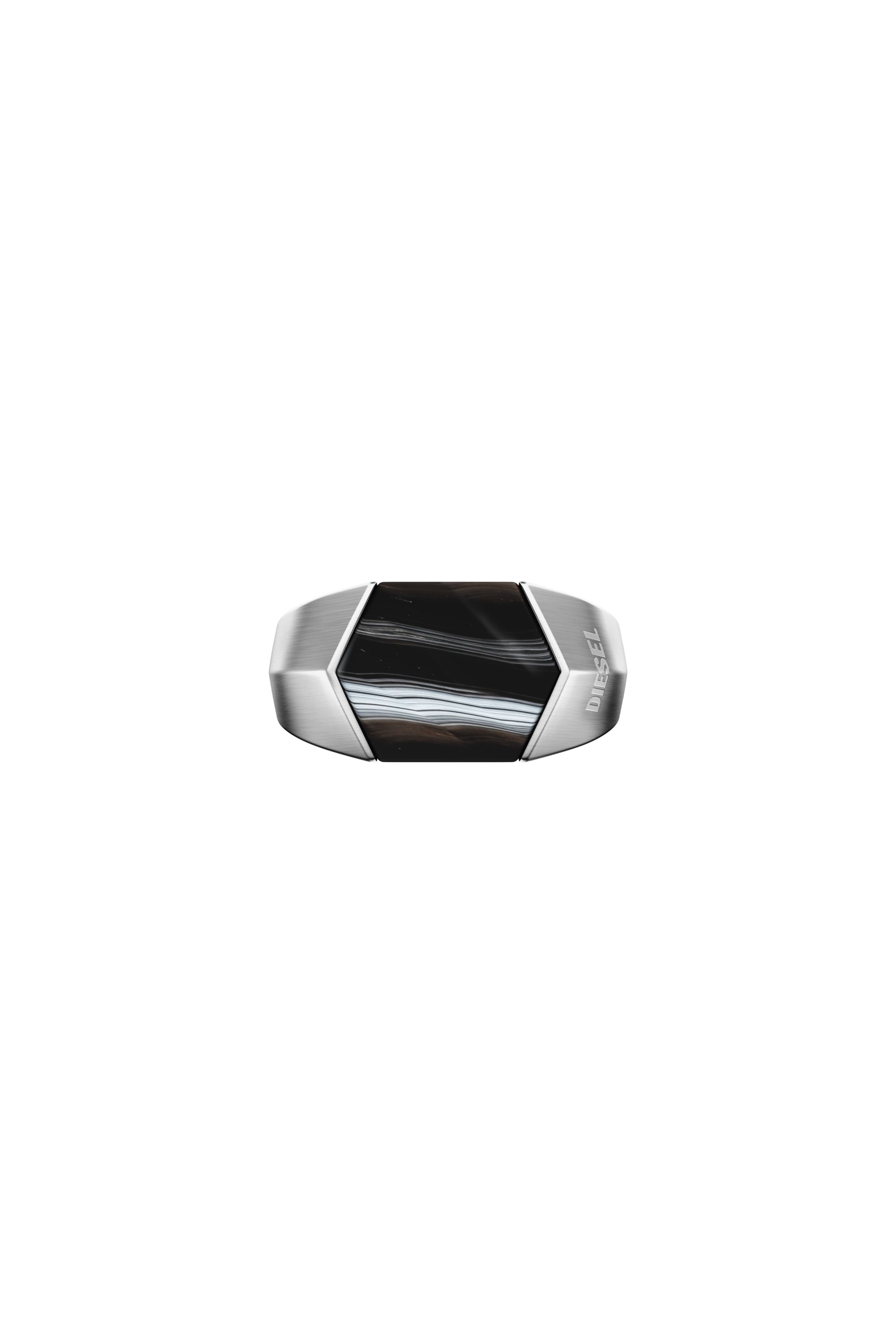Diesel - DX1711040, Unisex's Black Agate Signet Ring in シルバー/ブラック - 3
