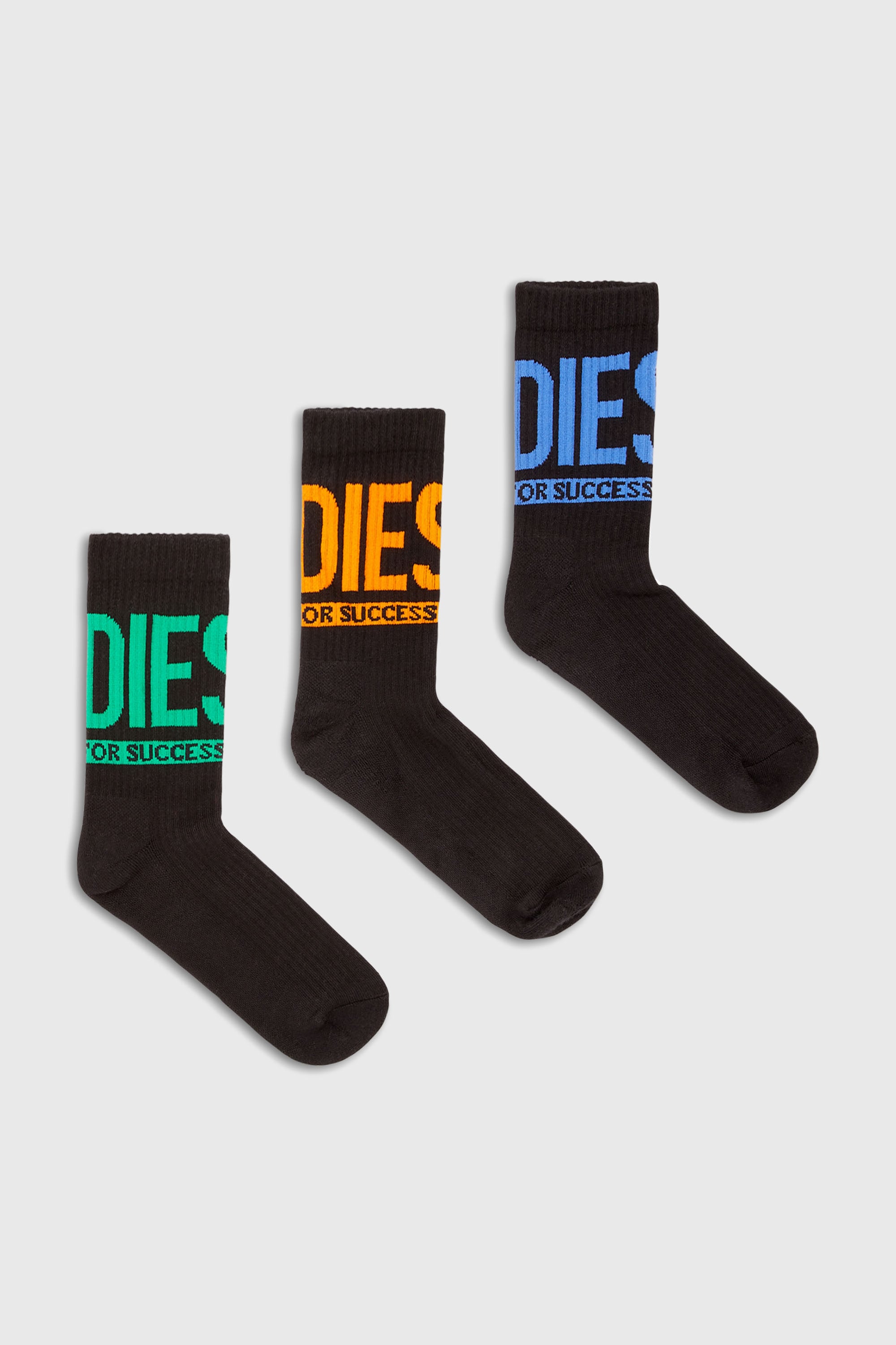 Diesel - SKM-RAY-3PACK-CUSHIONED-17,5, Male's ソックス 3足パック in ブラック/オレンジ - 1
