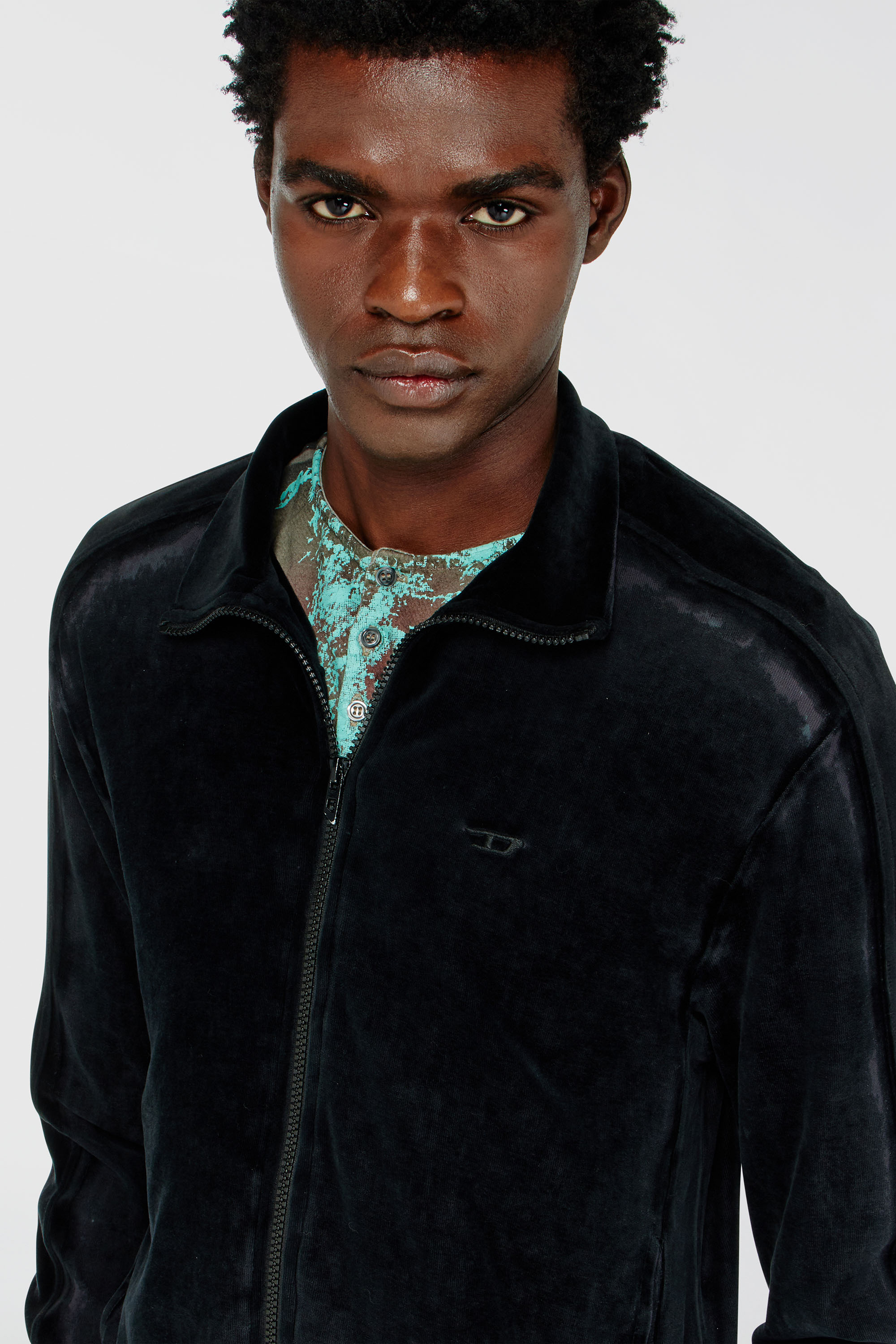 Diesel - S-TRAPED, Male's Zip-up sweatshirt in devor&eacute; chenille in null - 4