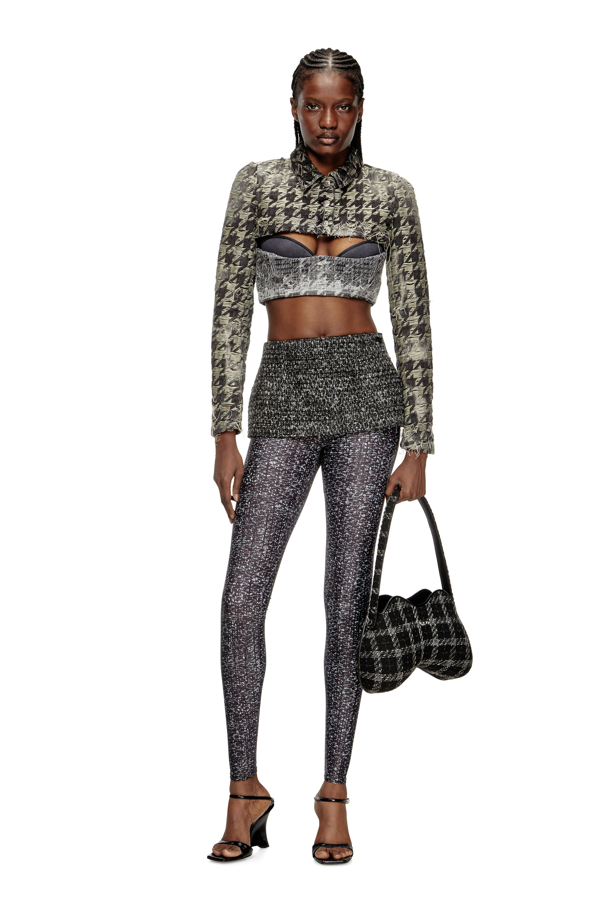 Diesel - DE-ANSIS-FSH2, Female's Shrug in houndstooth-weave denim in ブラック/ホワイト - 2
