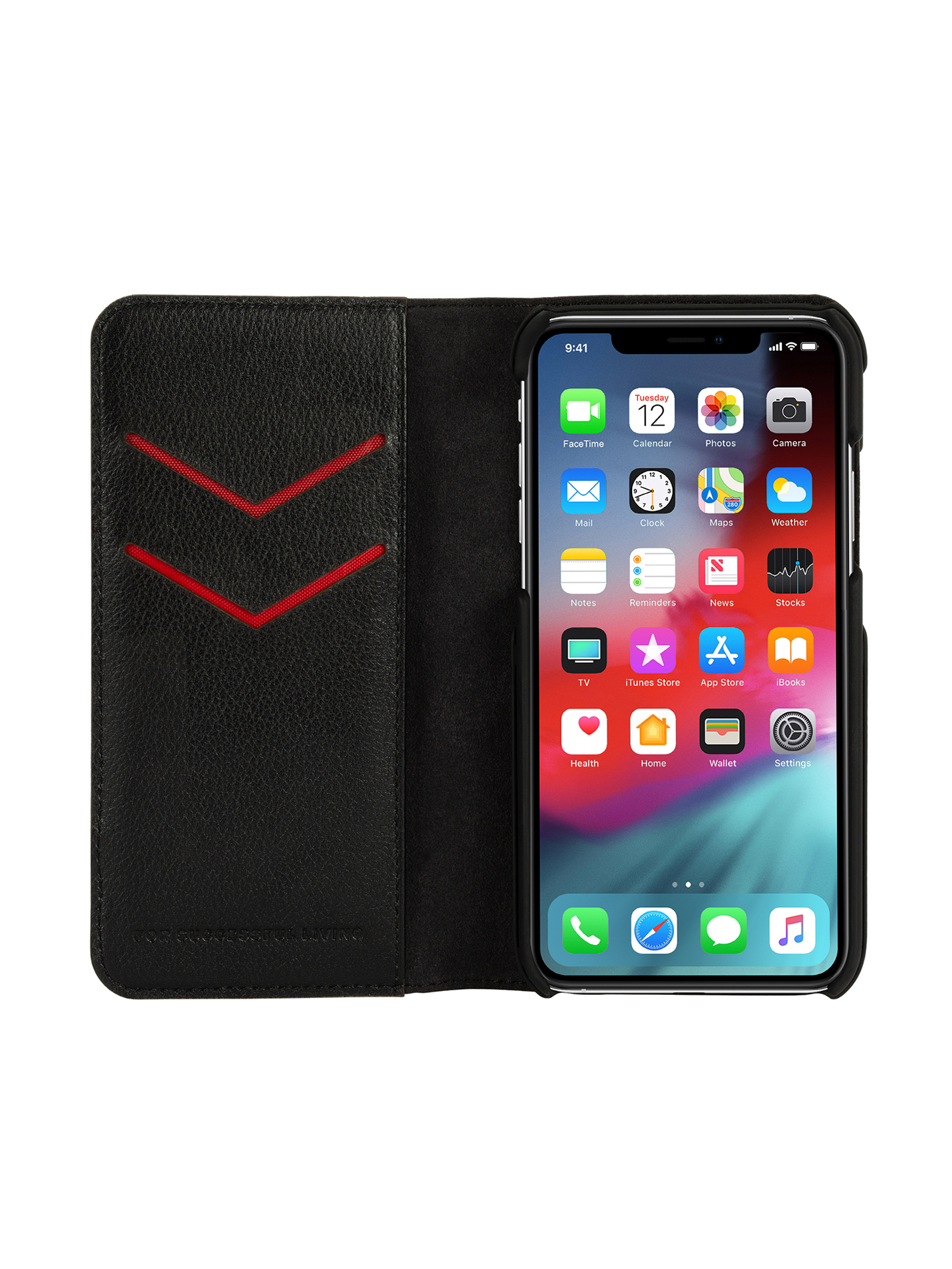 Diesel - DIESEL 2-IN-1 FOLIO CASE FOR IPHONE XS MAX, Unisex's Black leather printed and debossed logo case, iPhone XS MaX in ブラック - 4