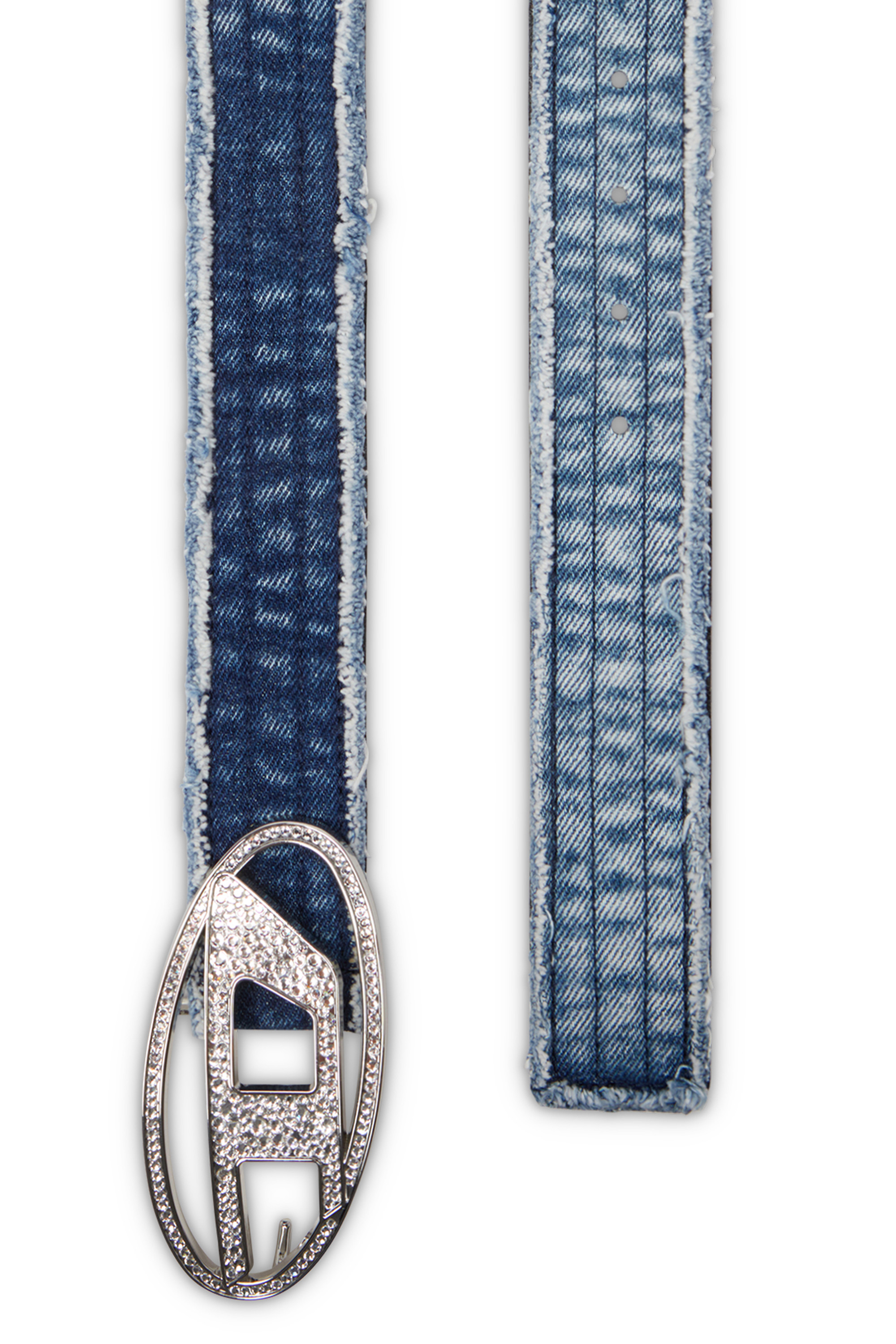 Diesel - B-1DR STRASS, Female's 3.9cm denim belt with rhinestone Oval D buckle in ブルー - 2