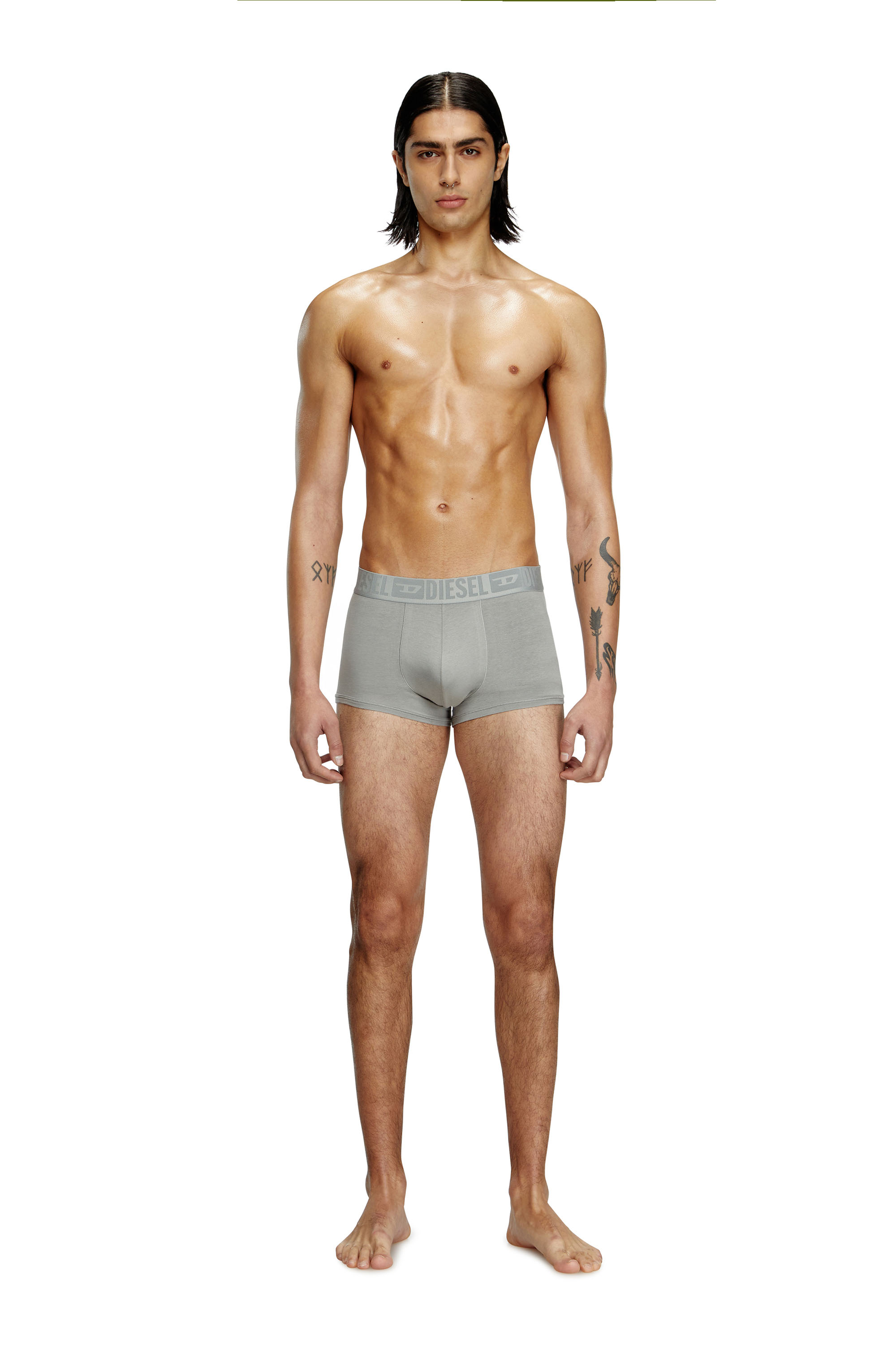 Diesel - BENJAMIN-D-MONO-3PACK, Male's Three-pack plain boxer briefs in グレー/ブラック - 3