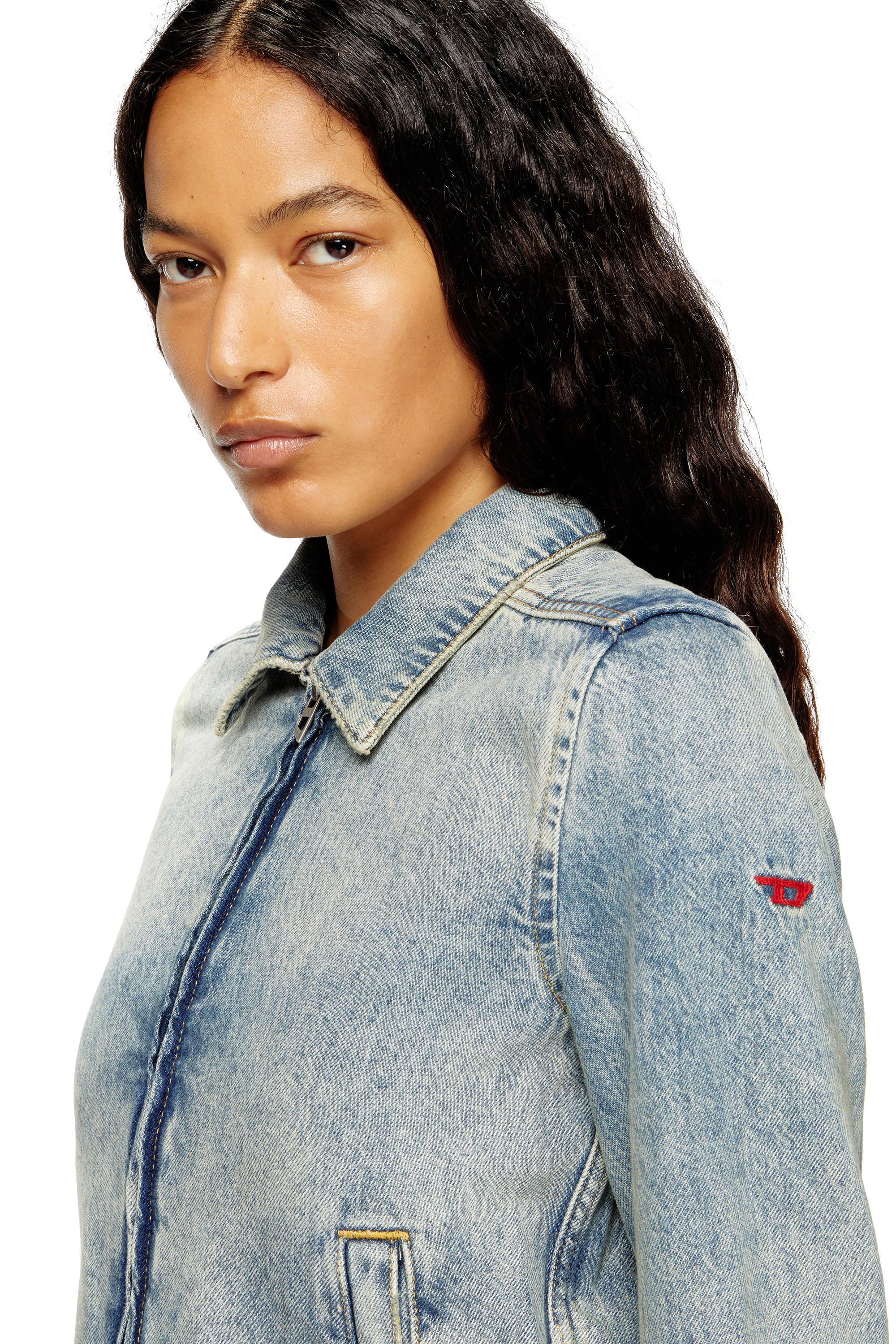 Diesel - DE-CORB, Female's Jacket in dirt-effect fluid Tencel denim in ライトブルー - 4