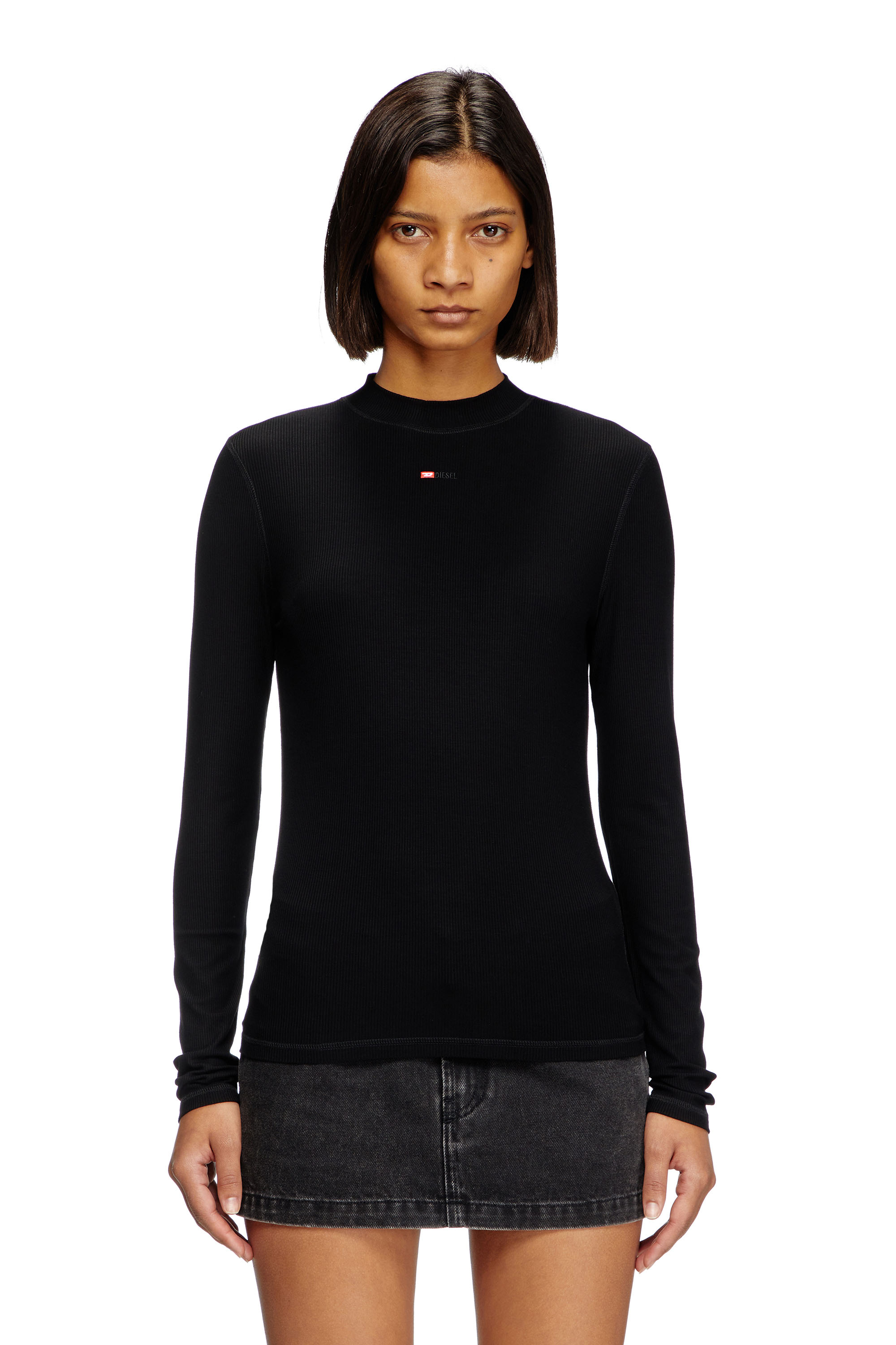 Diesel - T-MOKKY-LS-MICRODIV, Unisex's Mock-neck top with micro logo in ブラック - 5