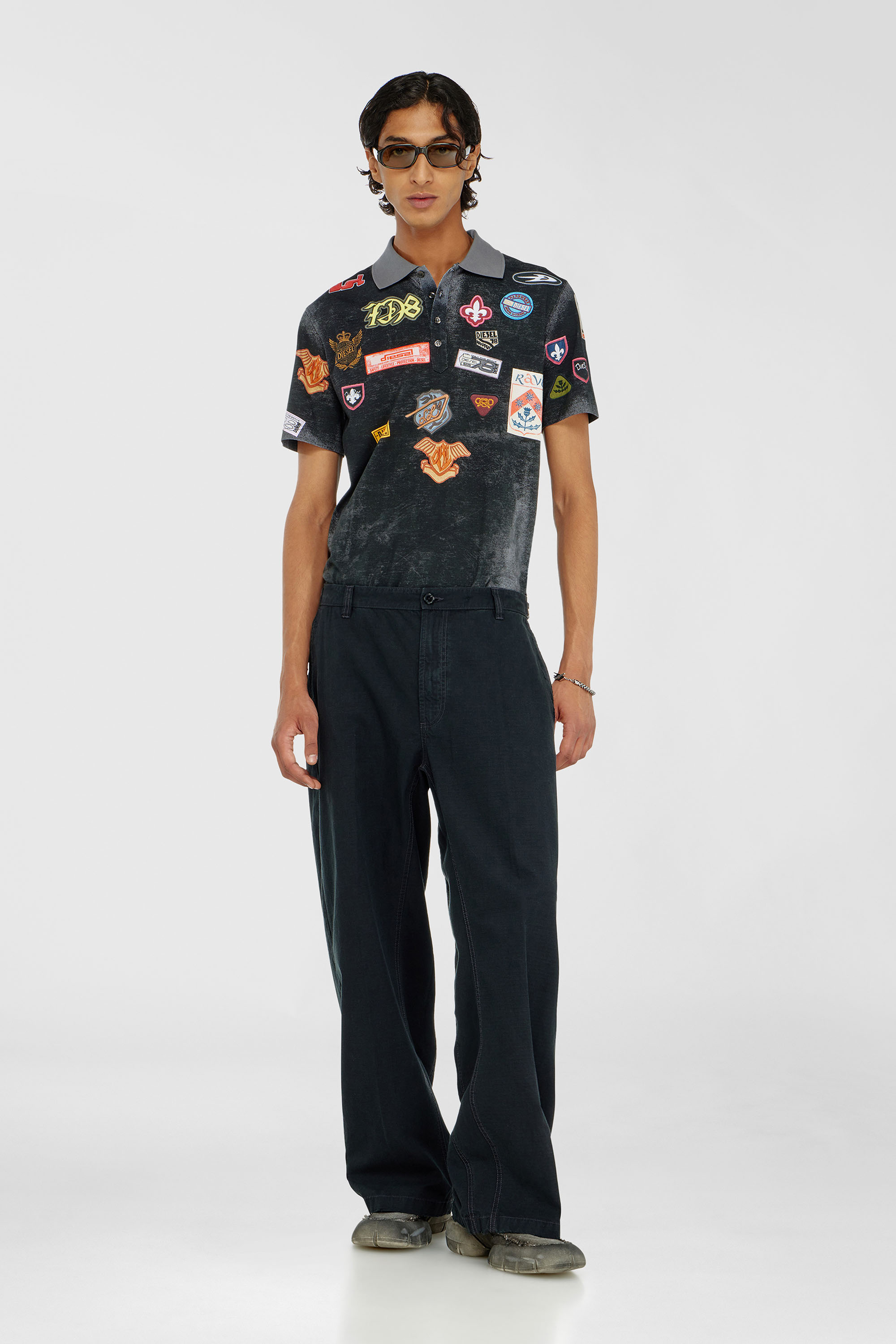 Diesel - T-REJUST-PATCHES, Male's ポロシャツ in ブラック - 1