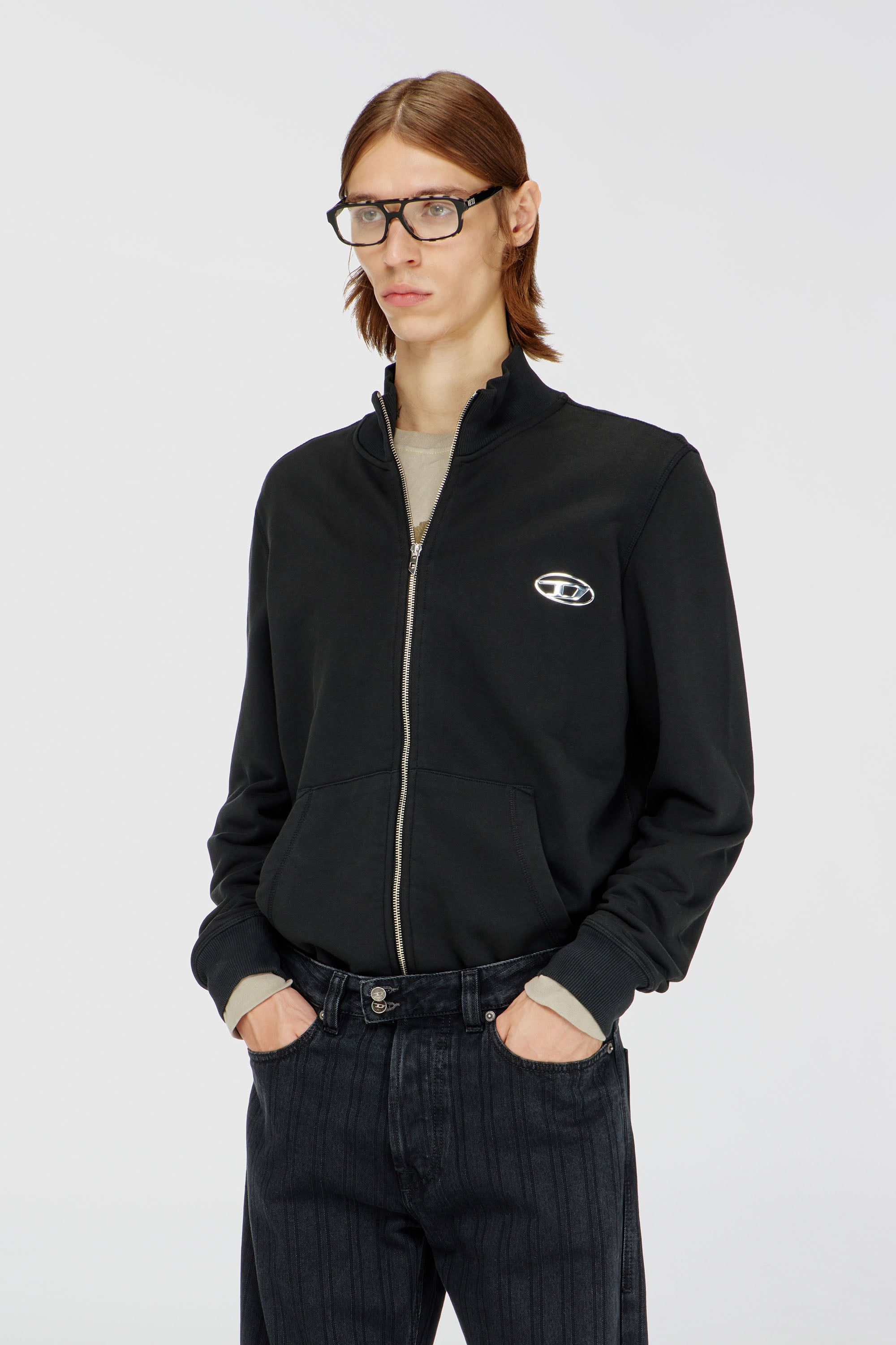 Diesel - S-GINN-ZIP-IOD, Male's ジップアップスウェット in ブラック - 1