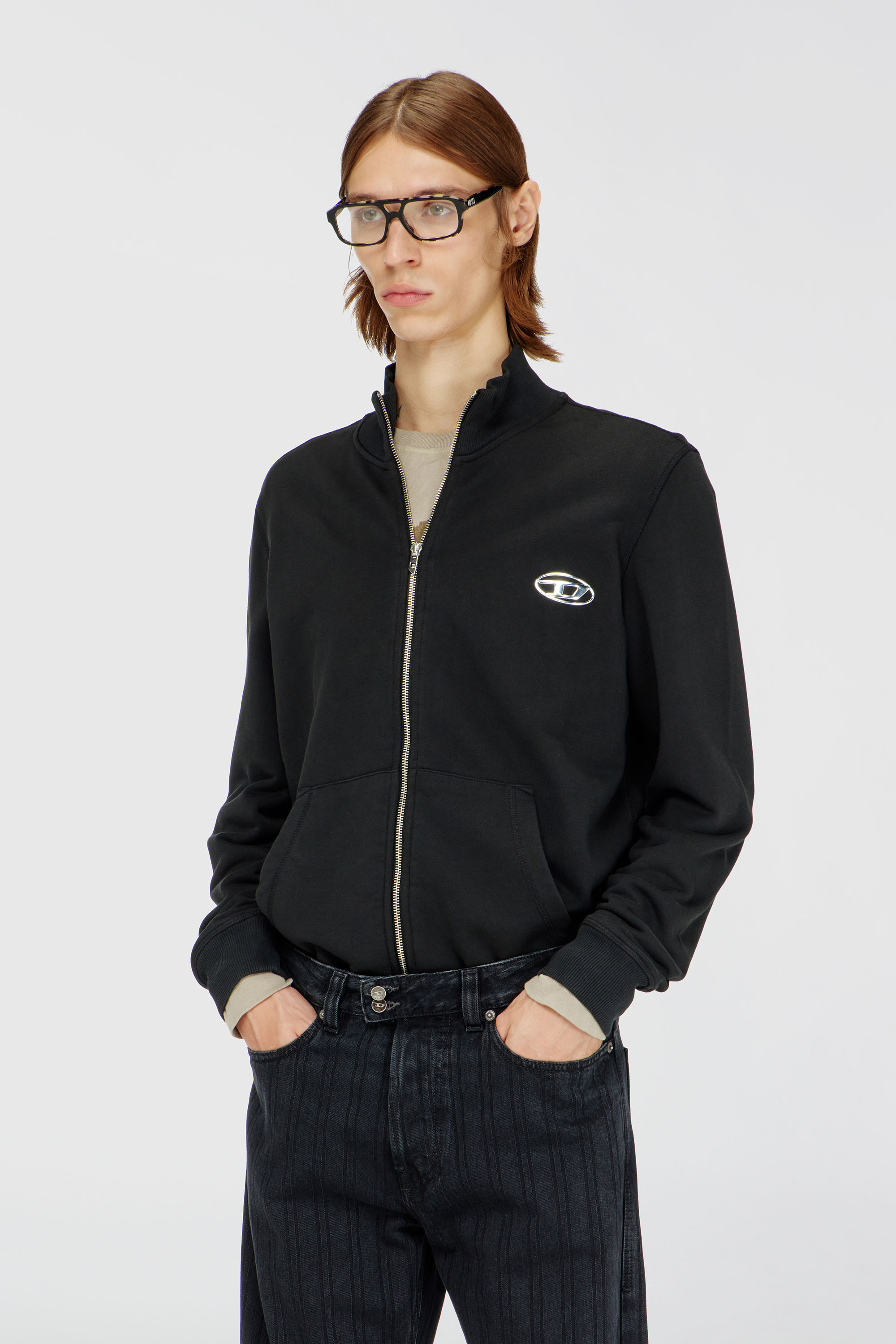 Diesel - S-GINN-ZIP-IOD, Male's ジップアップスウェット in ブラック - 3