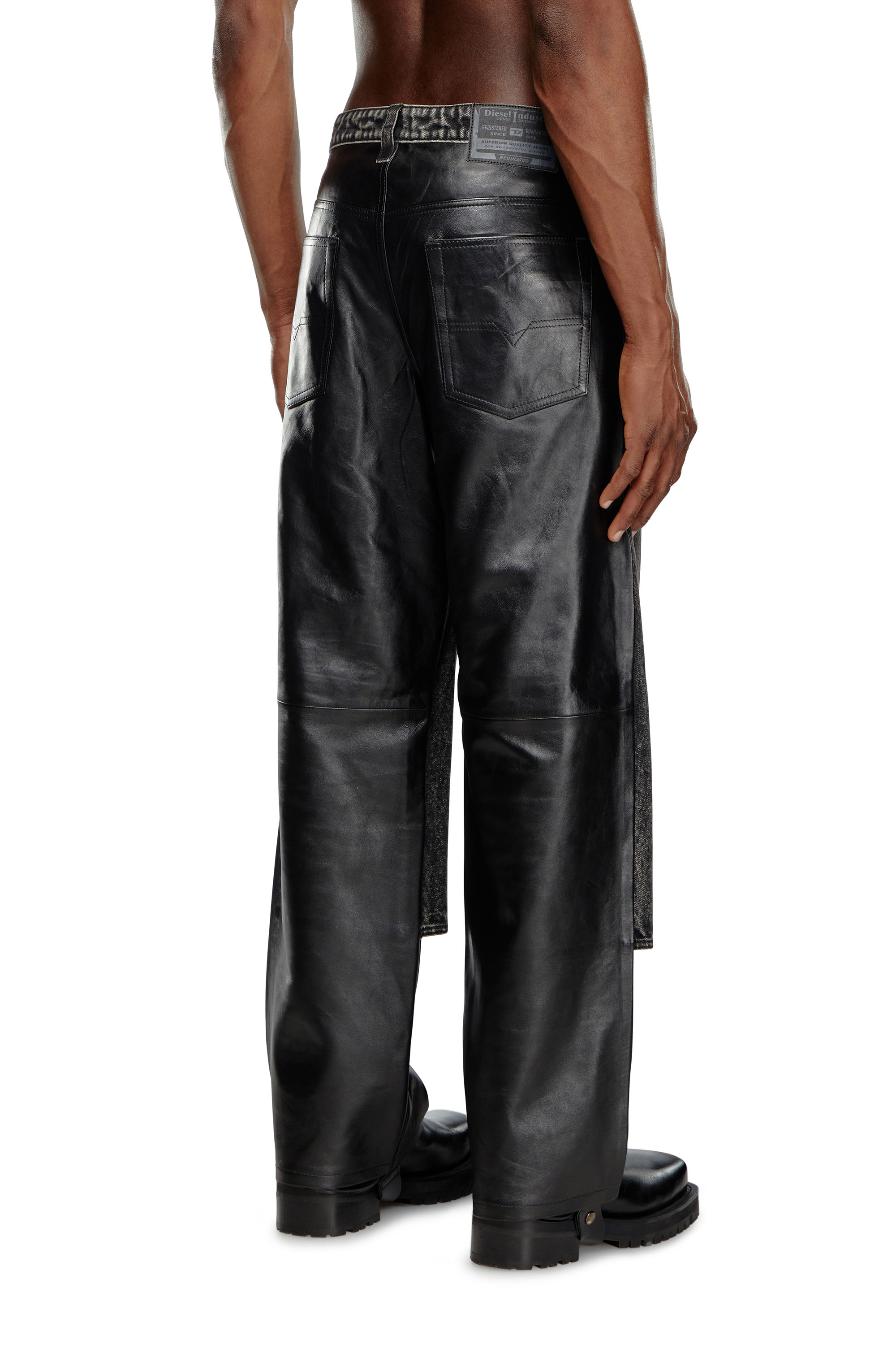P-BRETCH Leather and denim pants｜ブラック｜メンズ｜DIESEL