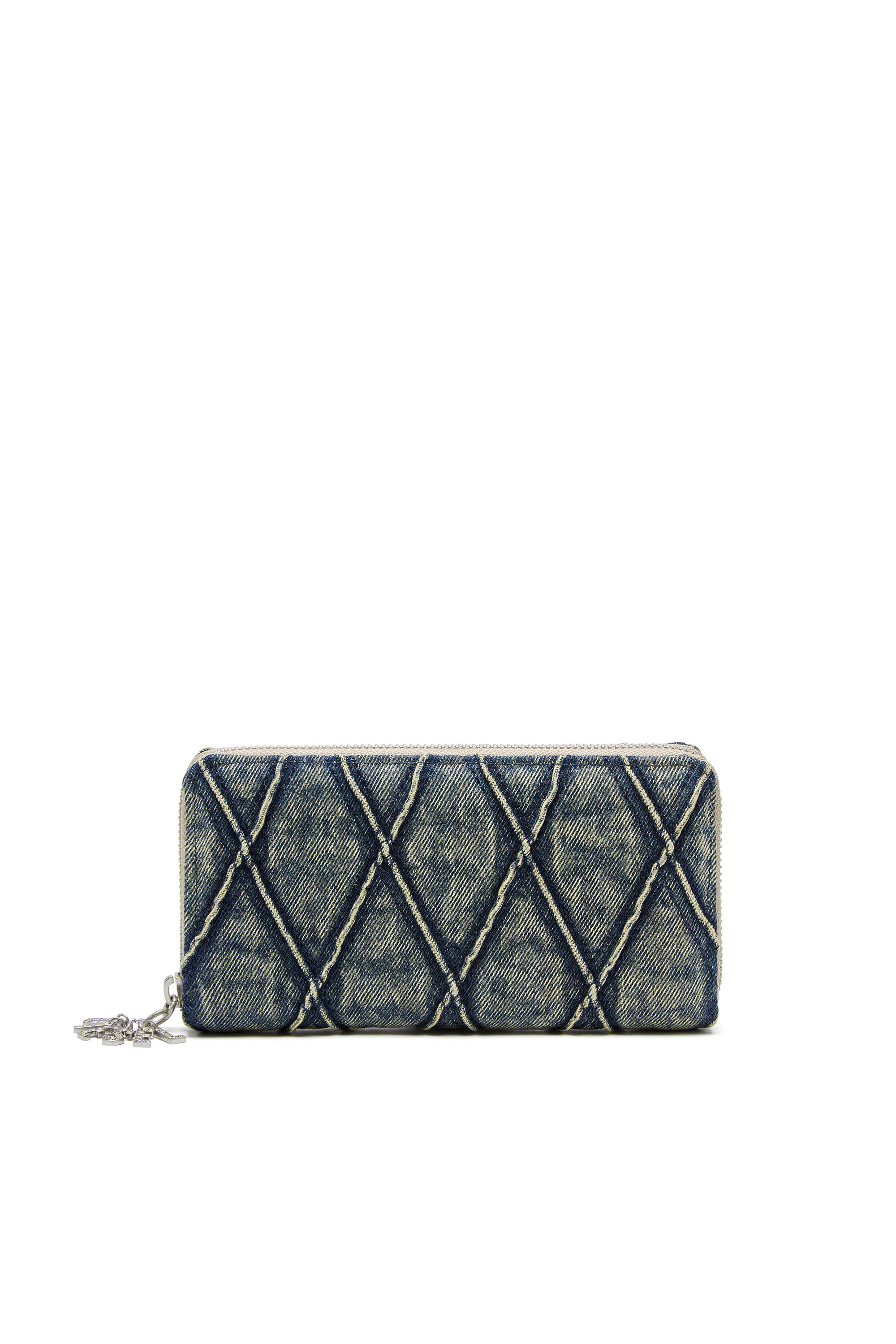 Diesel - CHARM-D CONTINENTAL ZIP L, Female's Zip wallet in Argyle quilted denim in ダークブルー - 1