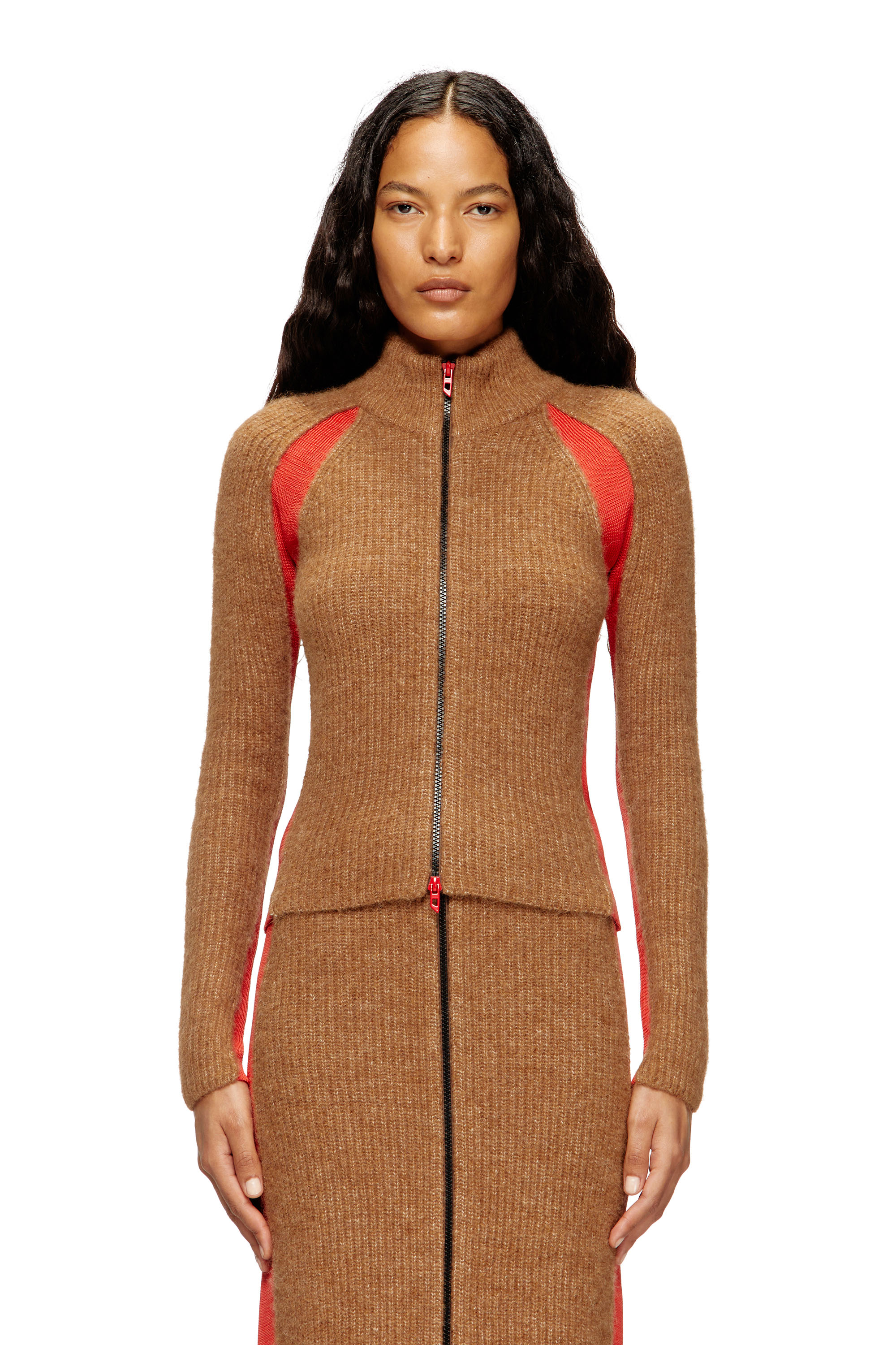 Diesel - M-LOUISE, Female's ジップカーディガン in ブラウン - 3