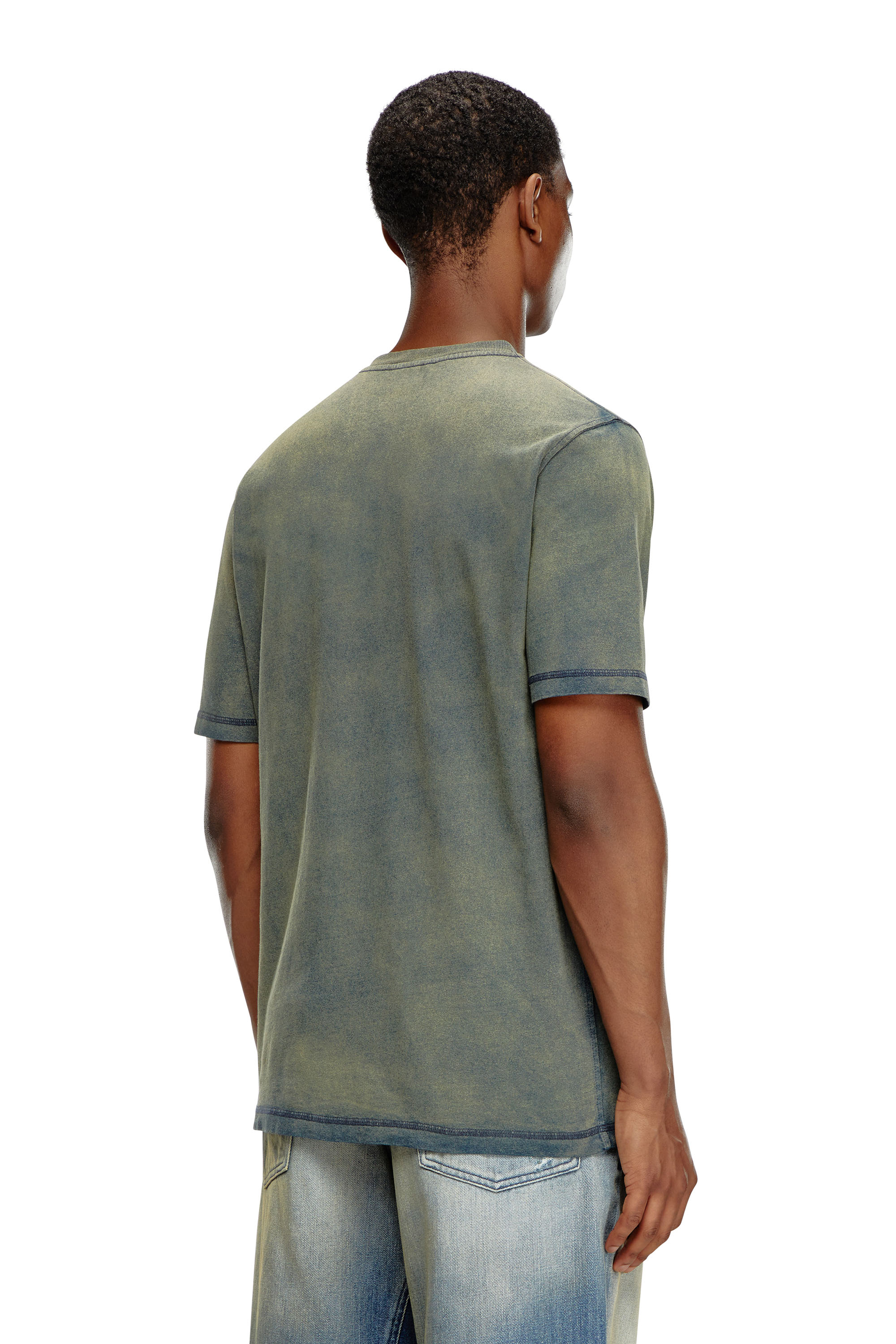 Diesel - T-GOR, Male's Henley T-shirt in treated jersey in ミディアムブルー - 4