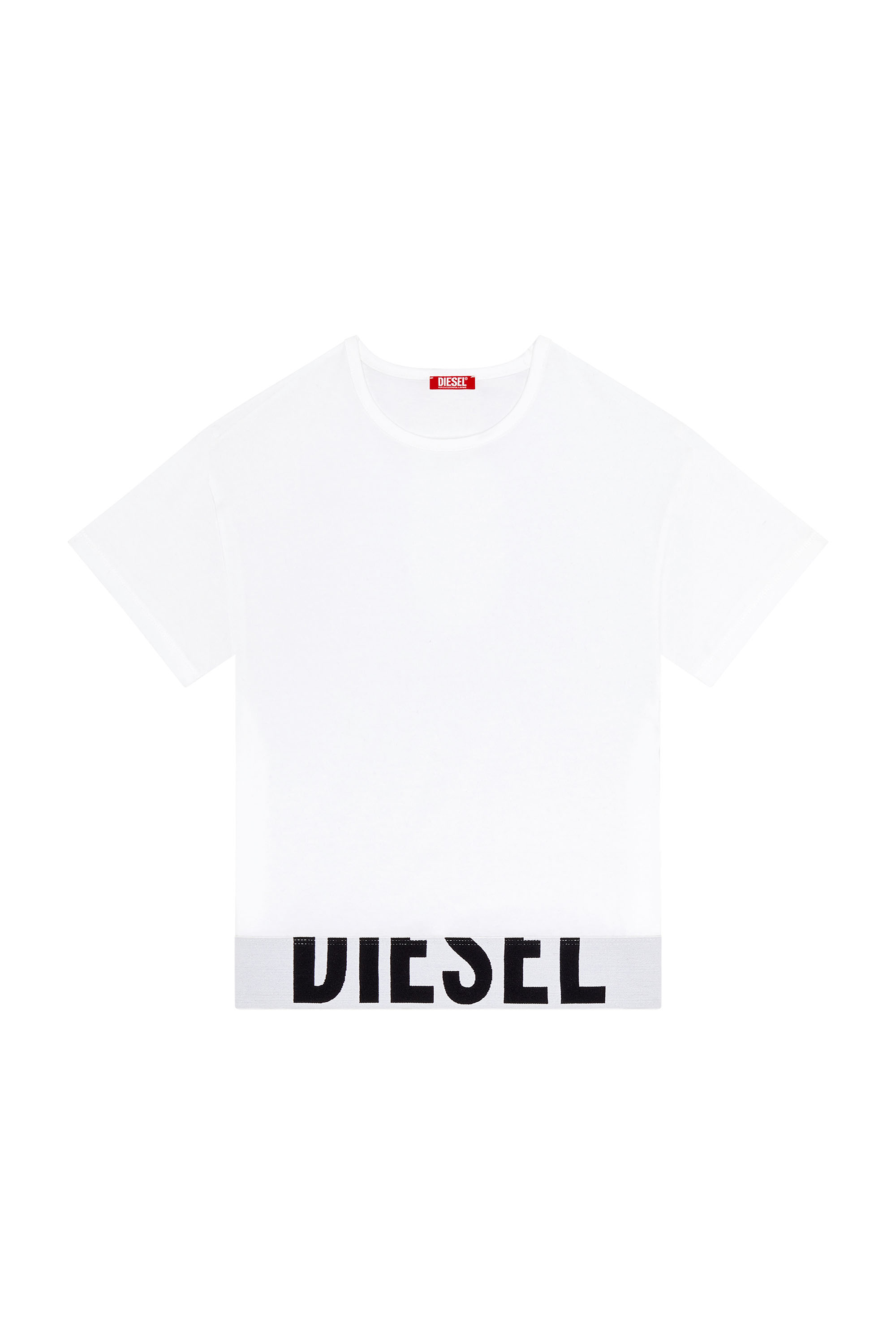 Diesel - UFTEE-SPORT-CROPPED-T-SHIRT, Female's Sporty cropped top with logo band in ホワイト - 3