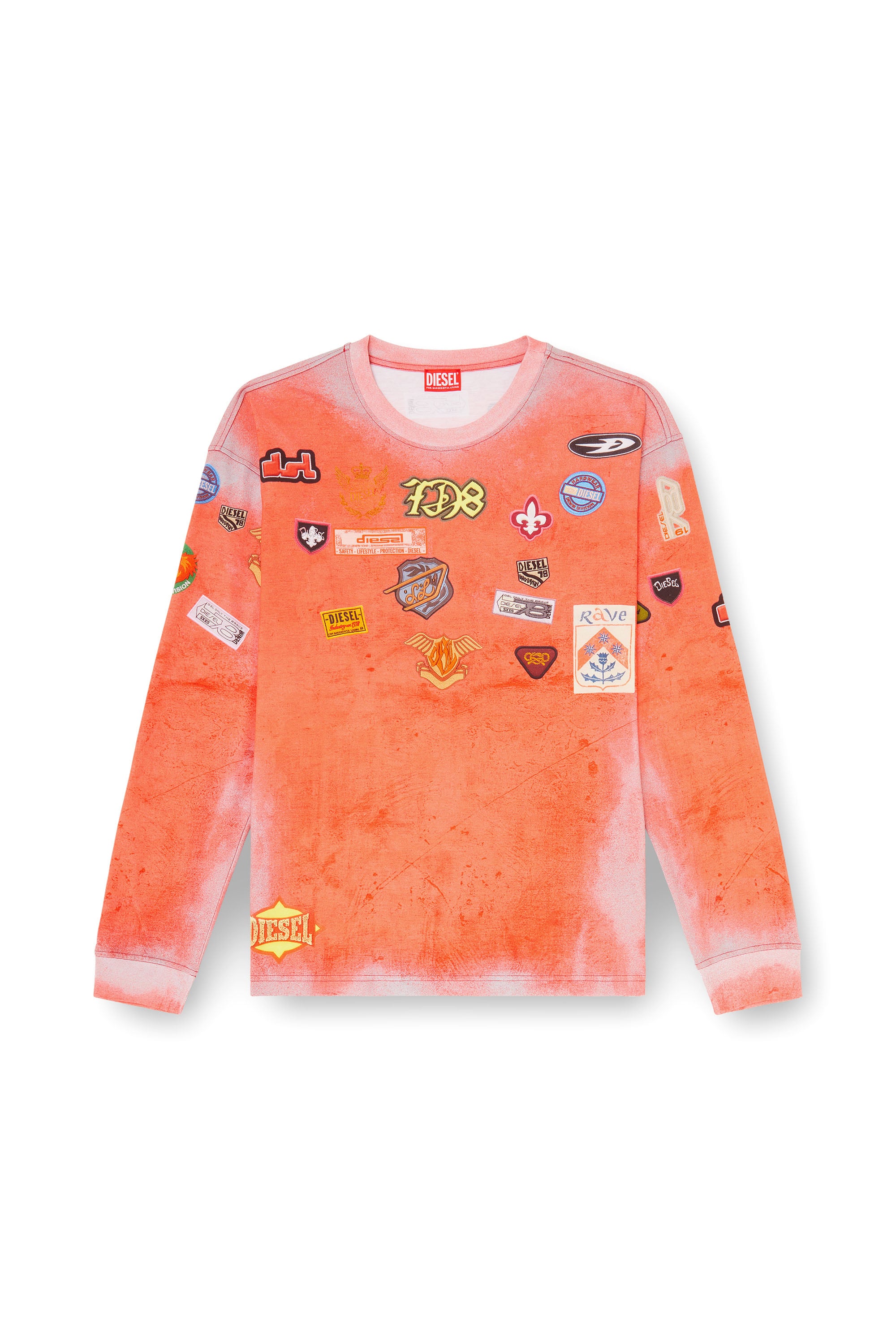 Diesel - T-NORME-LS-PATCHES, Male's 長袖Tシャツ in レッド - 2