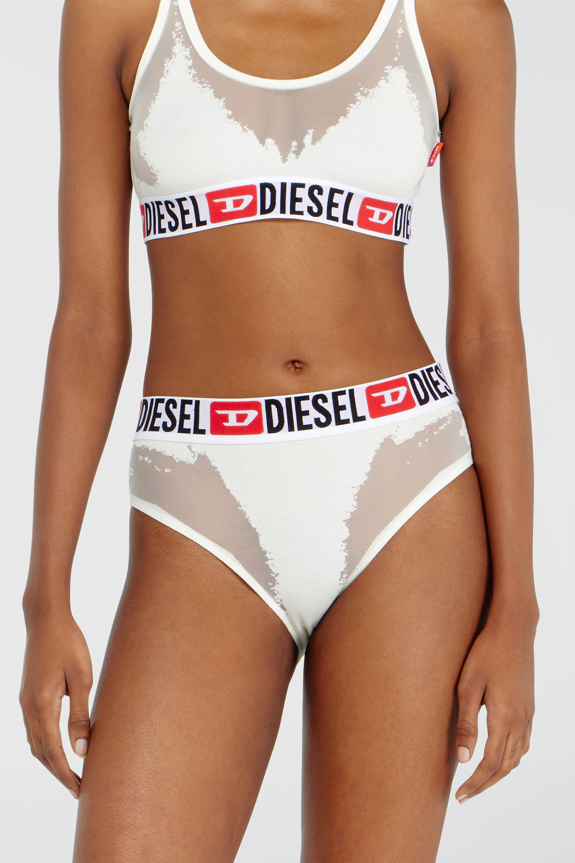 Diesel - PR-SAM-D-CORE, Female's Briefs with sheer devor&eacute; effect in ホワイト - 1