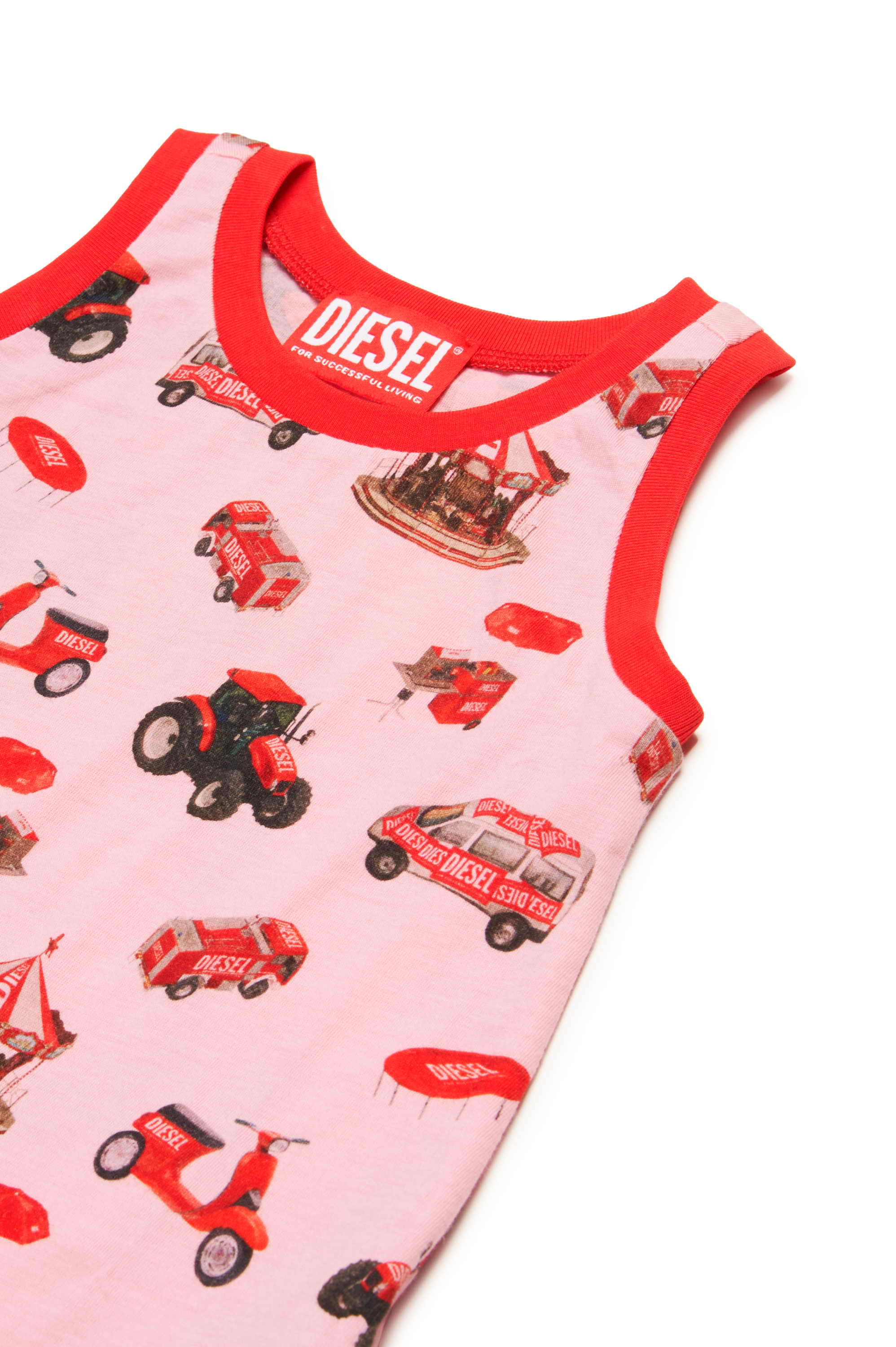 Diesel - MCURBIB, Female's Sleeveless beach dress with vehicle print in ピンク / ホワイト - 3