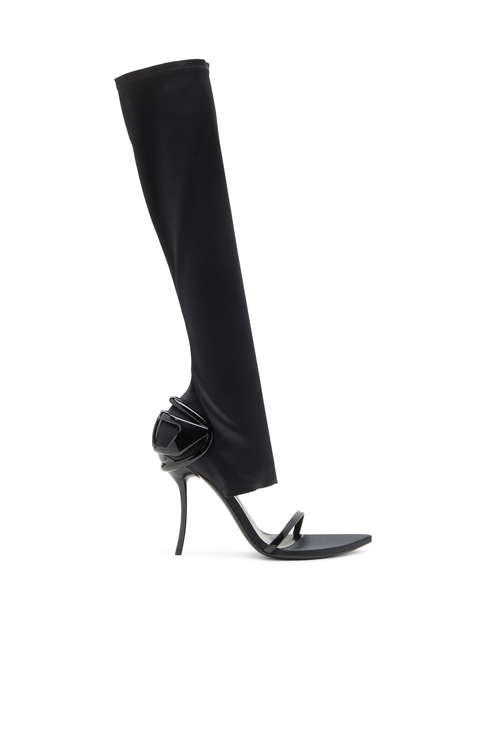Diesel - D-TEN&HALF SDL KB, Female's D-Ten&Half-Stiletto knee boot sandals in stretch satin in ブラック - 1