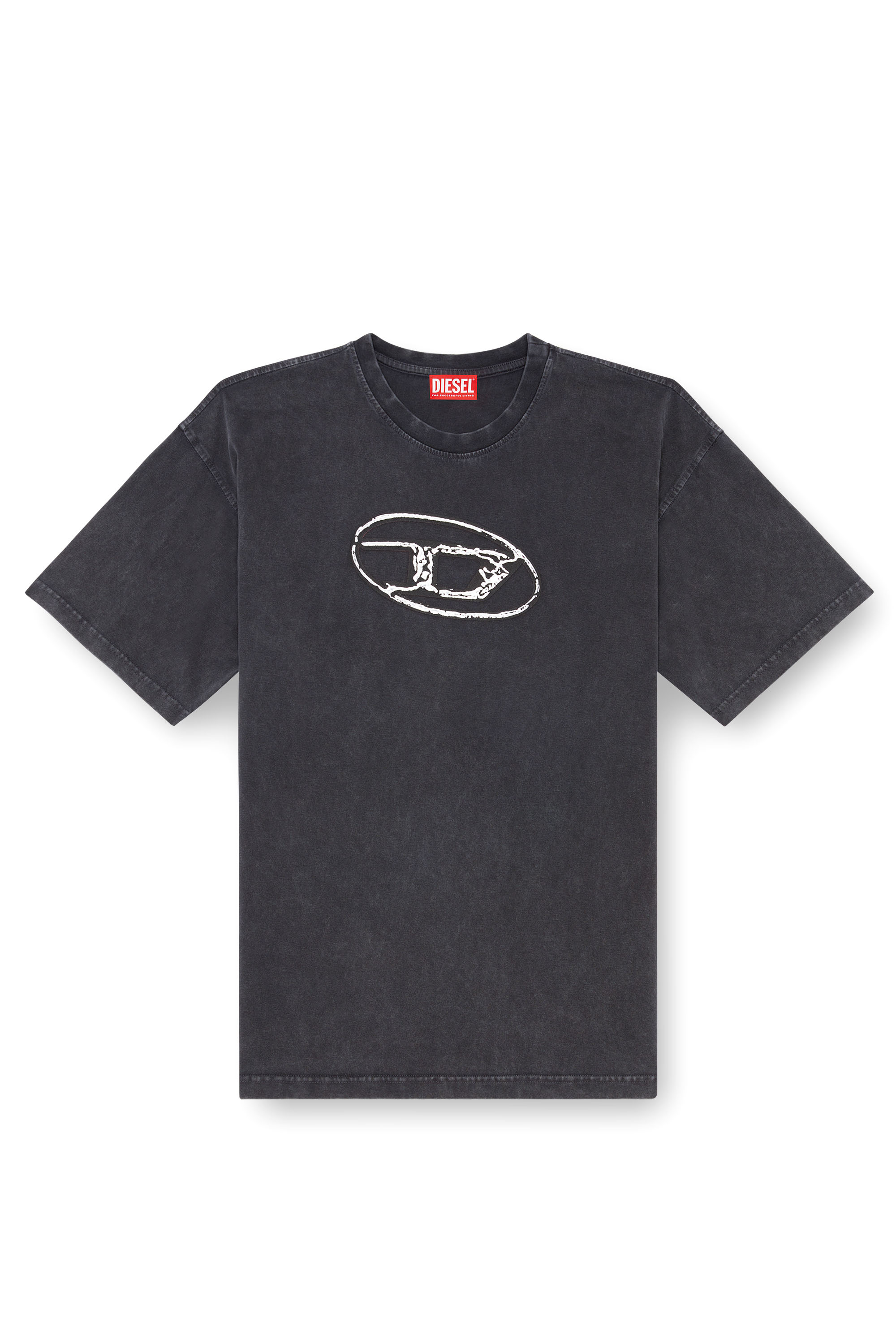 Diesel - T-BOXT-Q22, Male's Faded T-shirt with Oval D print in ブラック - 2