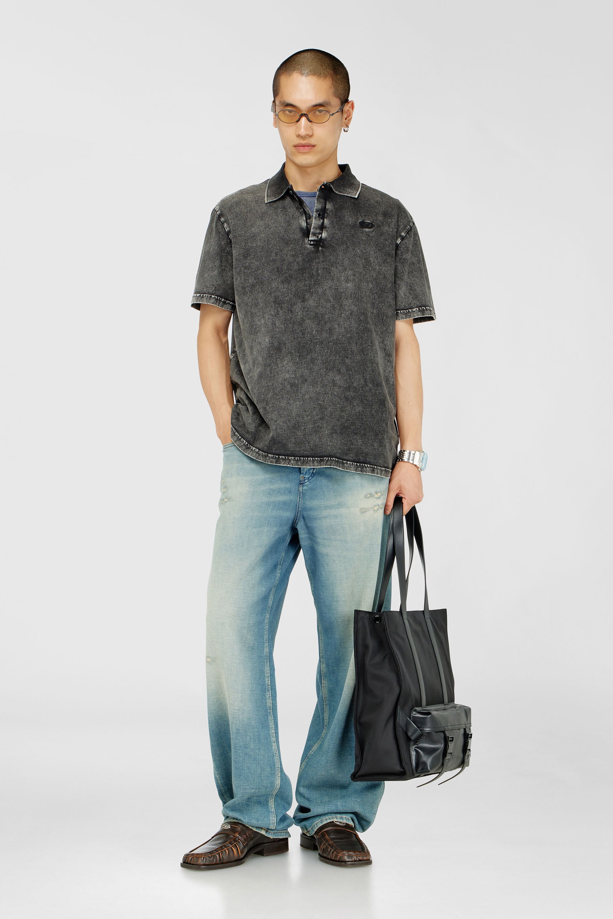 Diesel - T-REJUST-NC-DEN, Male's ポロシャツ in ダークグレー - 2