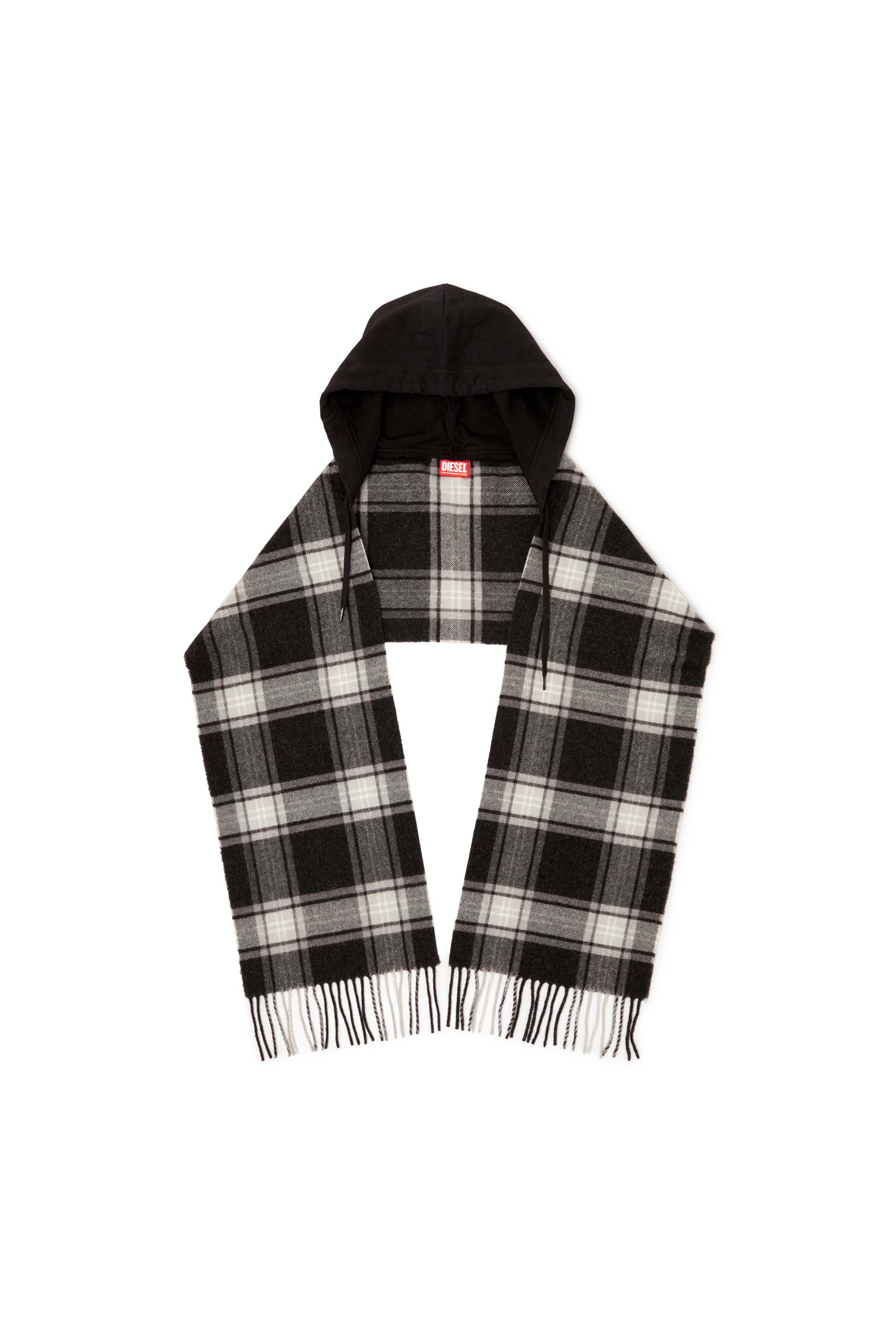 Diesel - S-CARHOOD, Male's フード付きストール in ブラック/ホワイト - 1