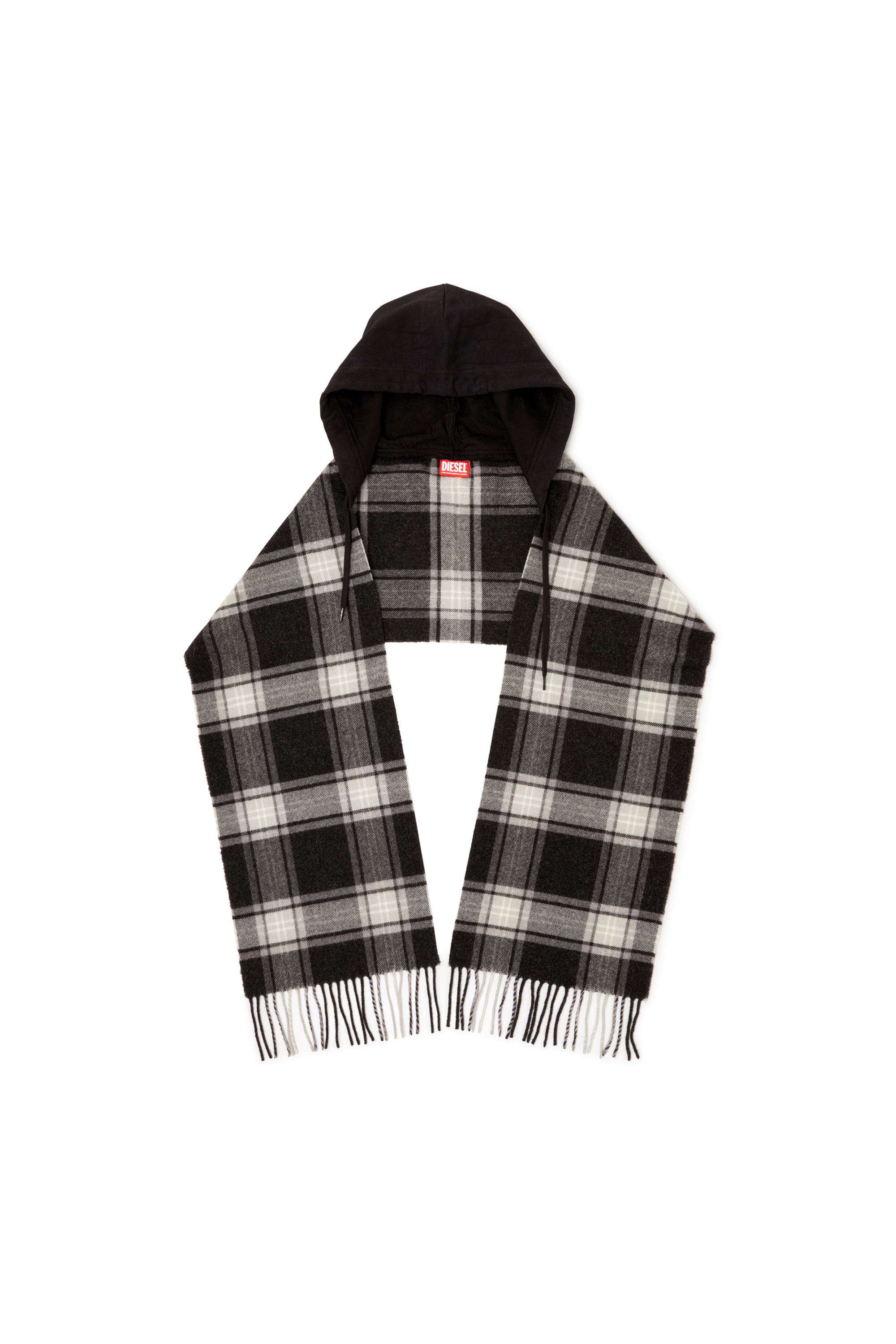 Diesel - S-CARHOOD, Male's フード付きストール in ブラック/ホワイト - 1